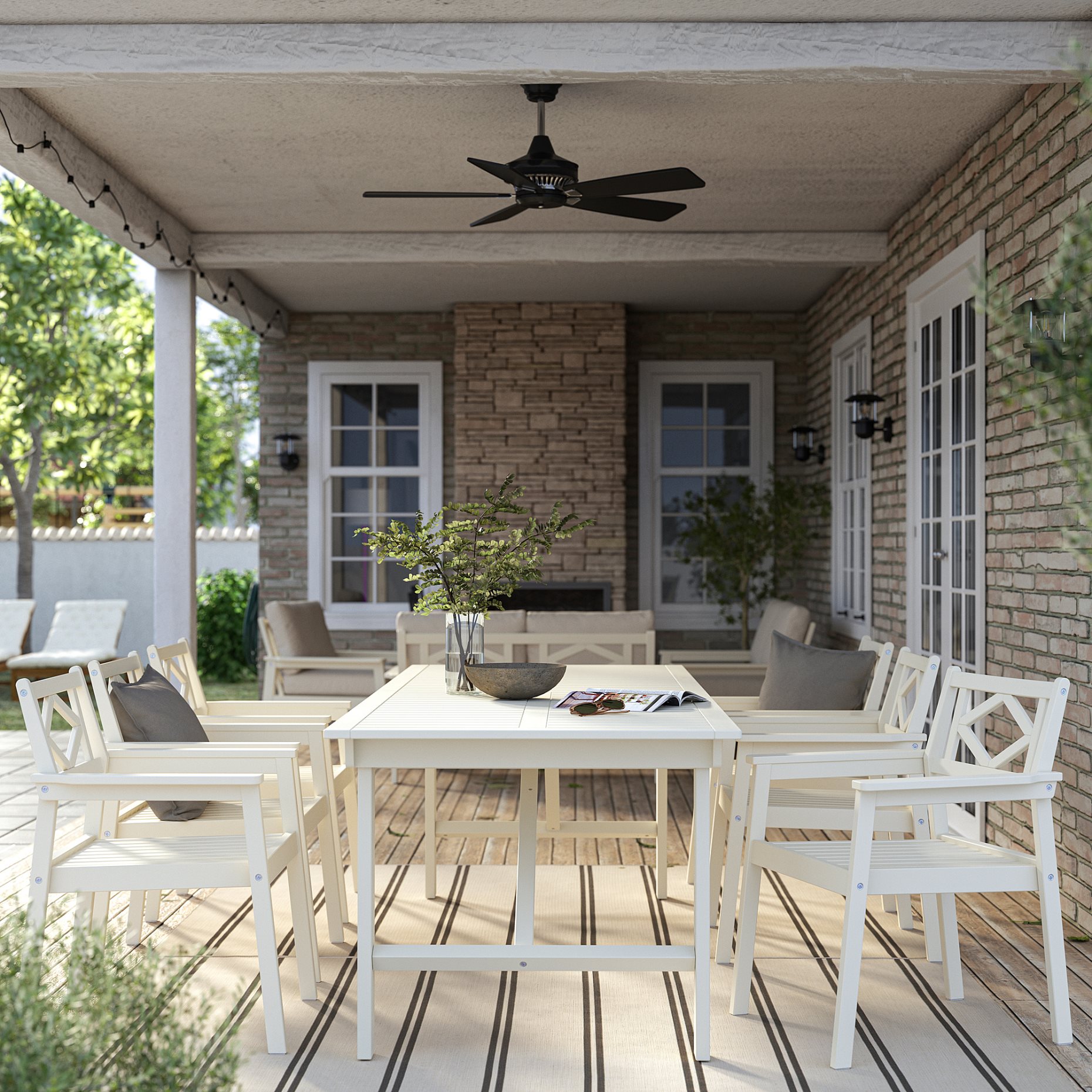 BONDHOLMEN, τραπέζι/6 καρέκλες με μπράτσα, εξωτερικού χώρου, 495.511.80