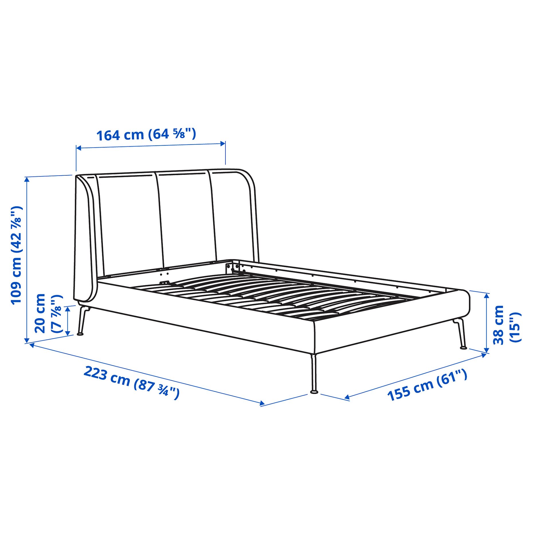 TUFJORD, upholstered bed frame, 140x200 cm, 495.553.62