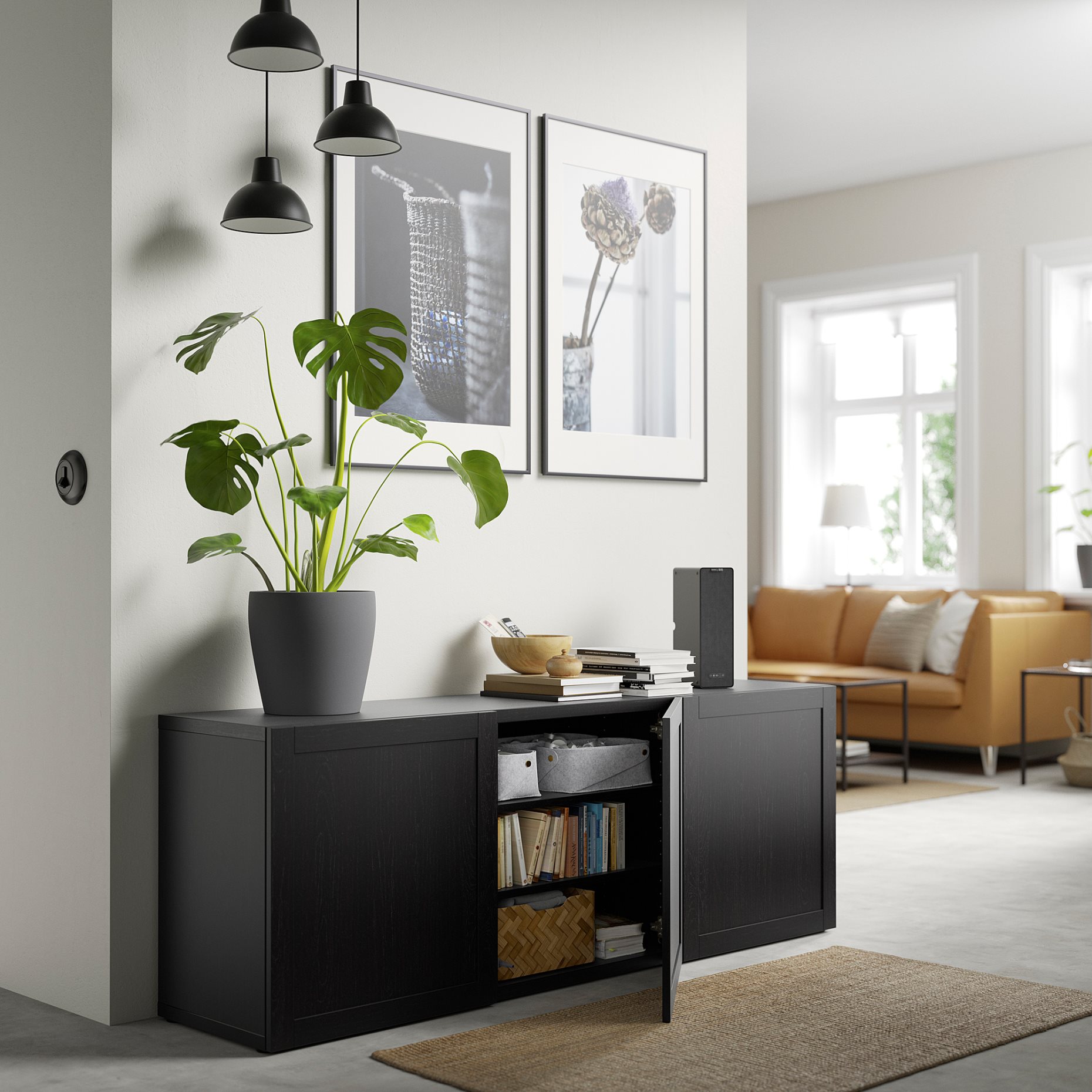 BESTÅ, σύνθεση αποθήκευσης με πόρτες, 180x42x65 cm, 593.250.02