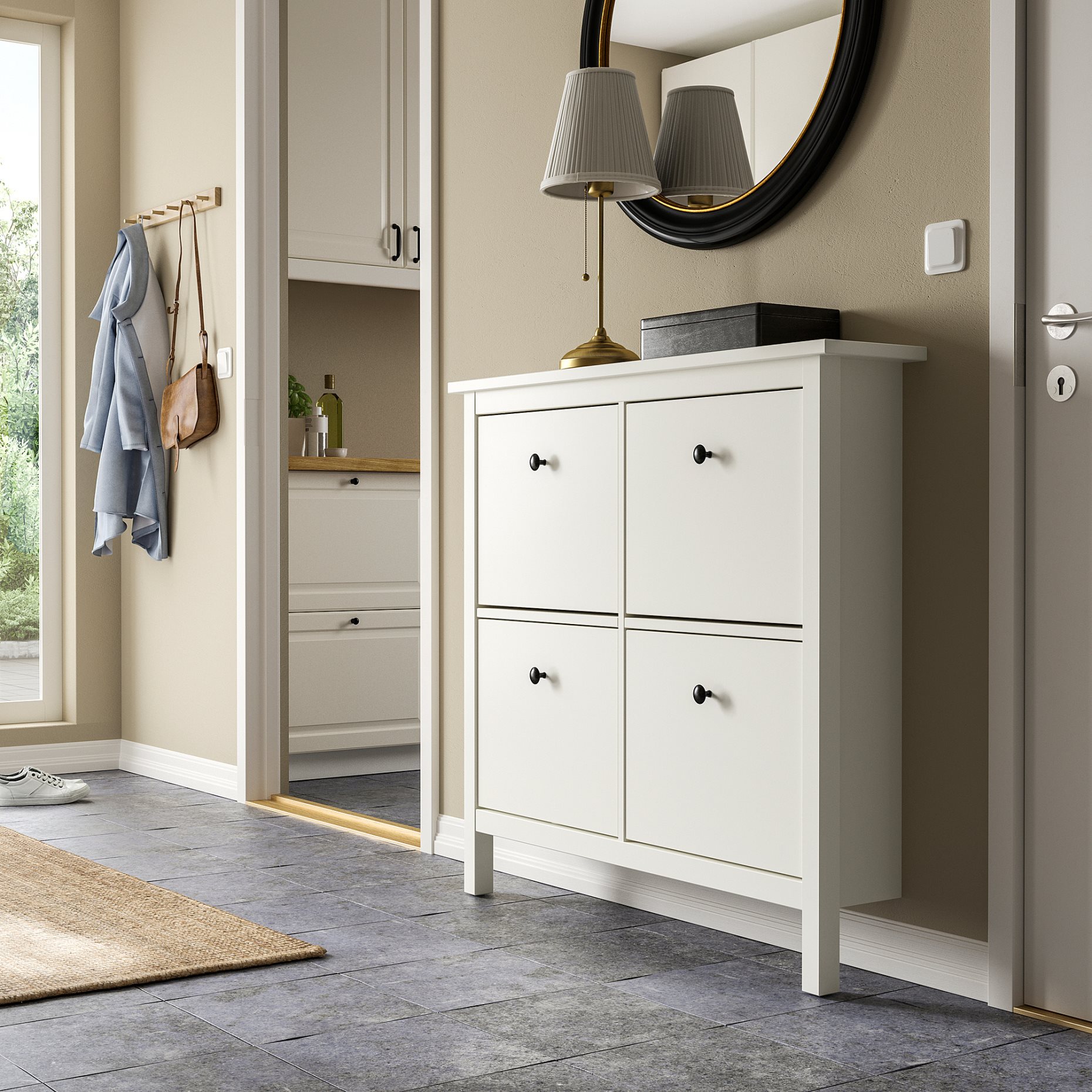 HEMNES, shoe cabinet with 4 compartments, 601.561.21