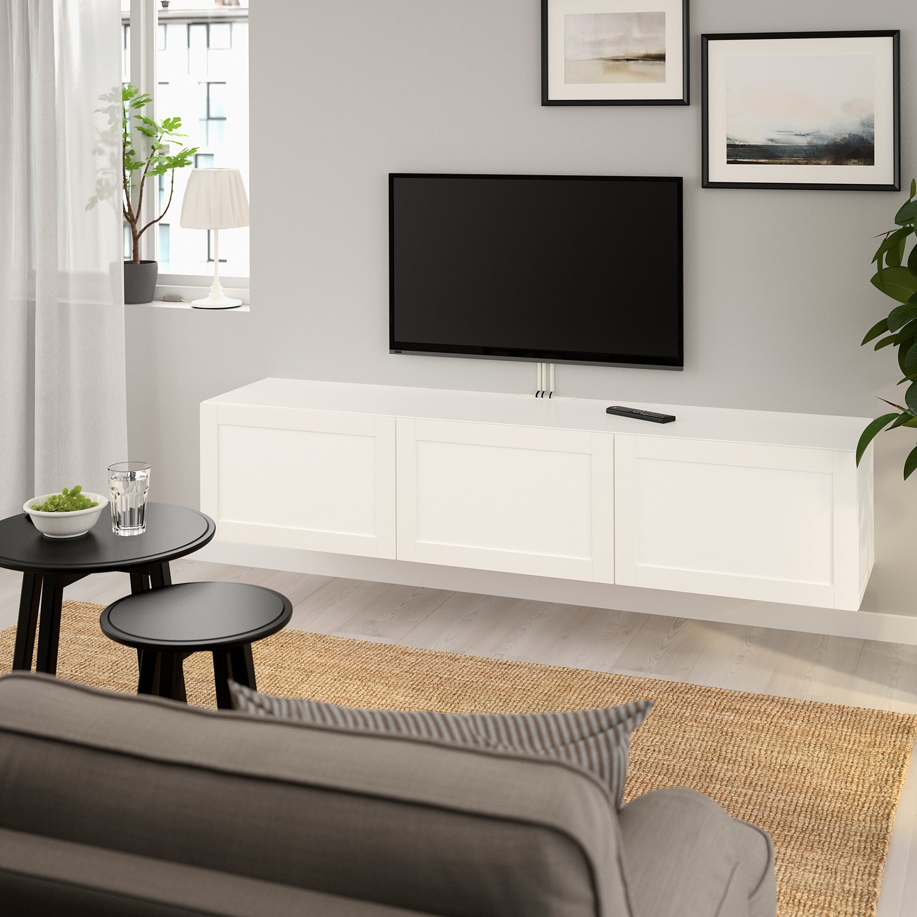 BESTÅ, TV bench with doors, 180x42x38 cm, 693.306.87