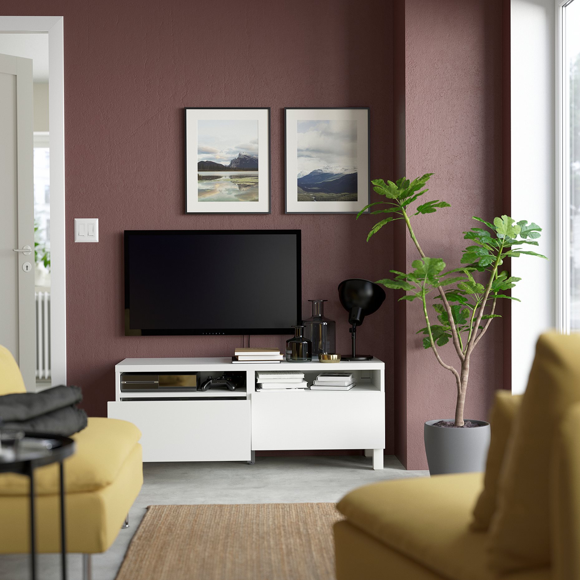 BESTÅ, TV bench with drawers soft closing, 120x42x48 cm, 791.882.97
