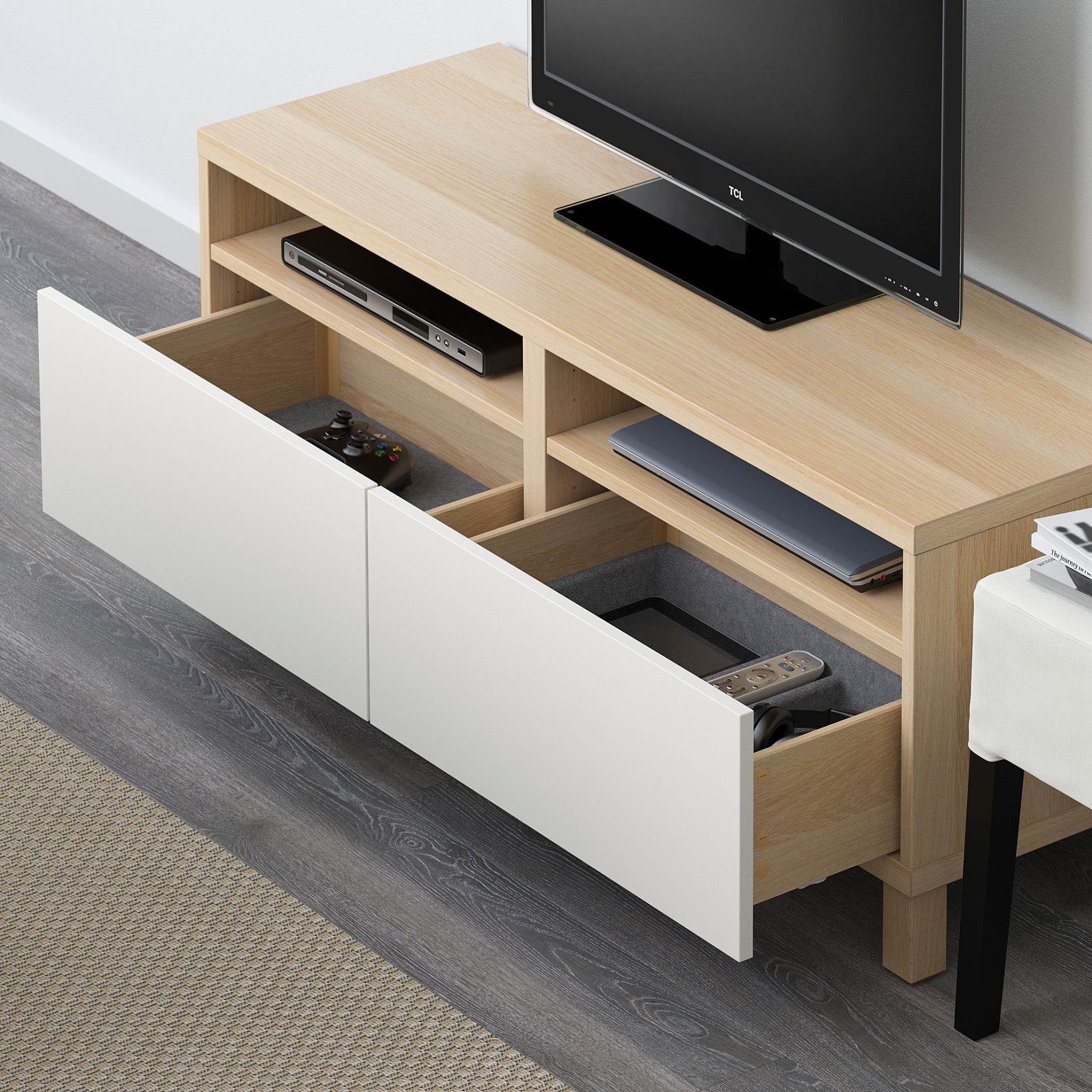 BESTÅ, TV bench with drawers soft closing, 120x42x48 cm, 791.883.20