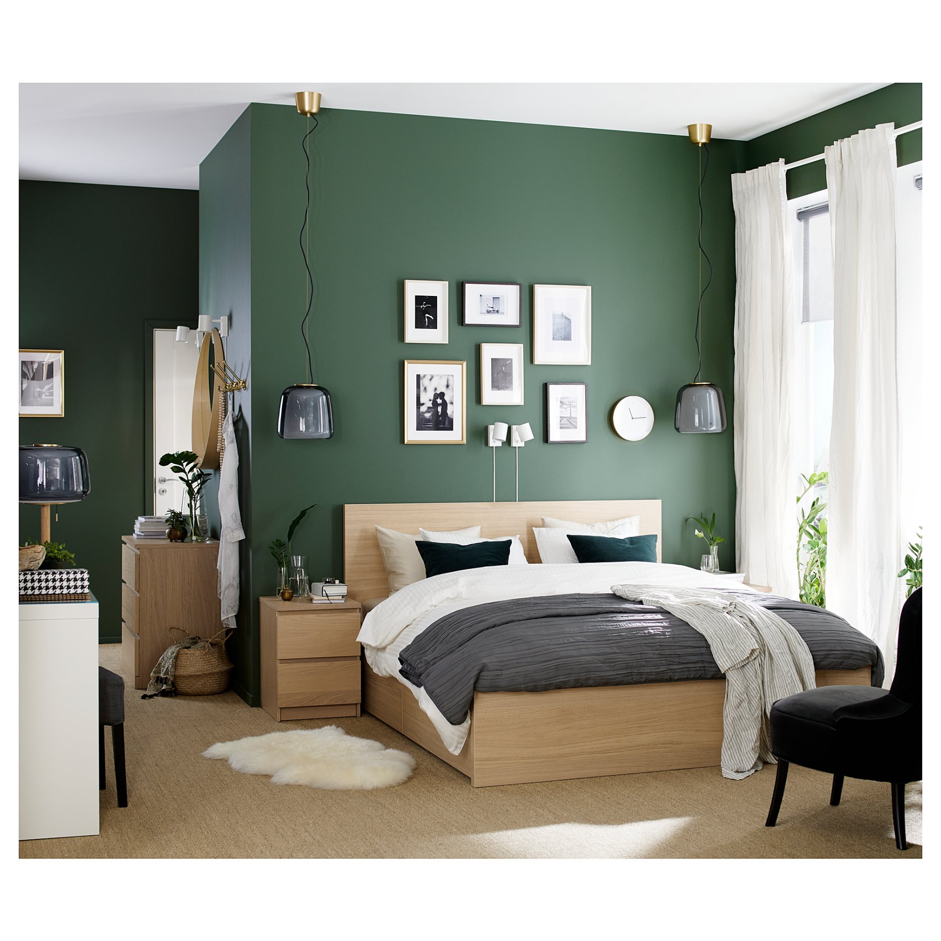 MALM, bed frame/high with 4 storage boxes, 180X200 cm, 891.751.62