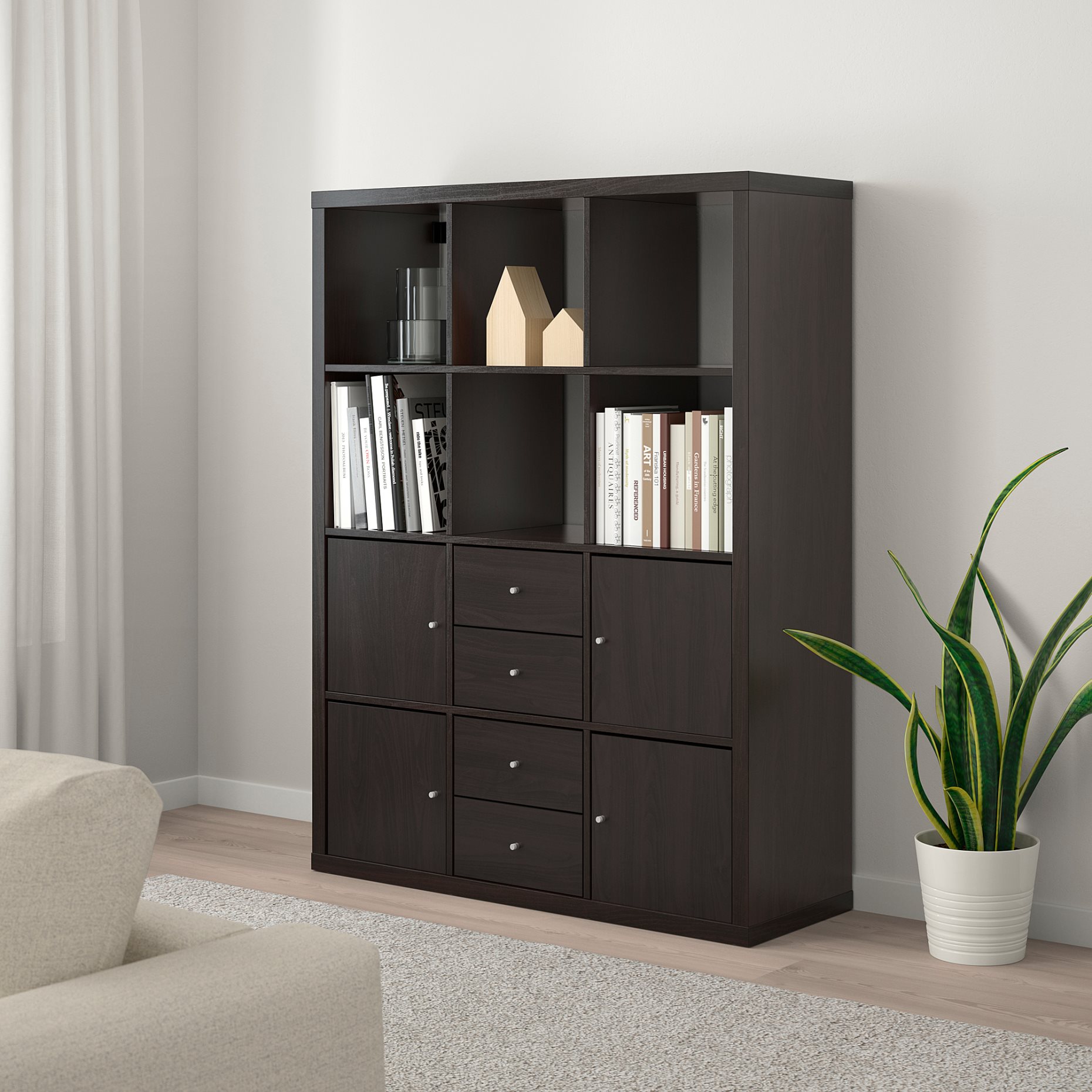 KALLAX, shelving unit with 6 inserts, 892.782.59
