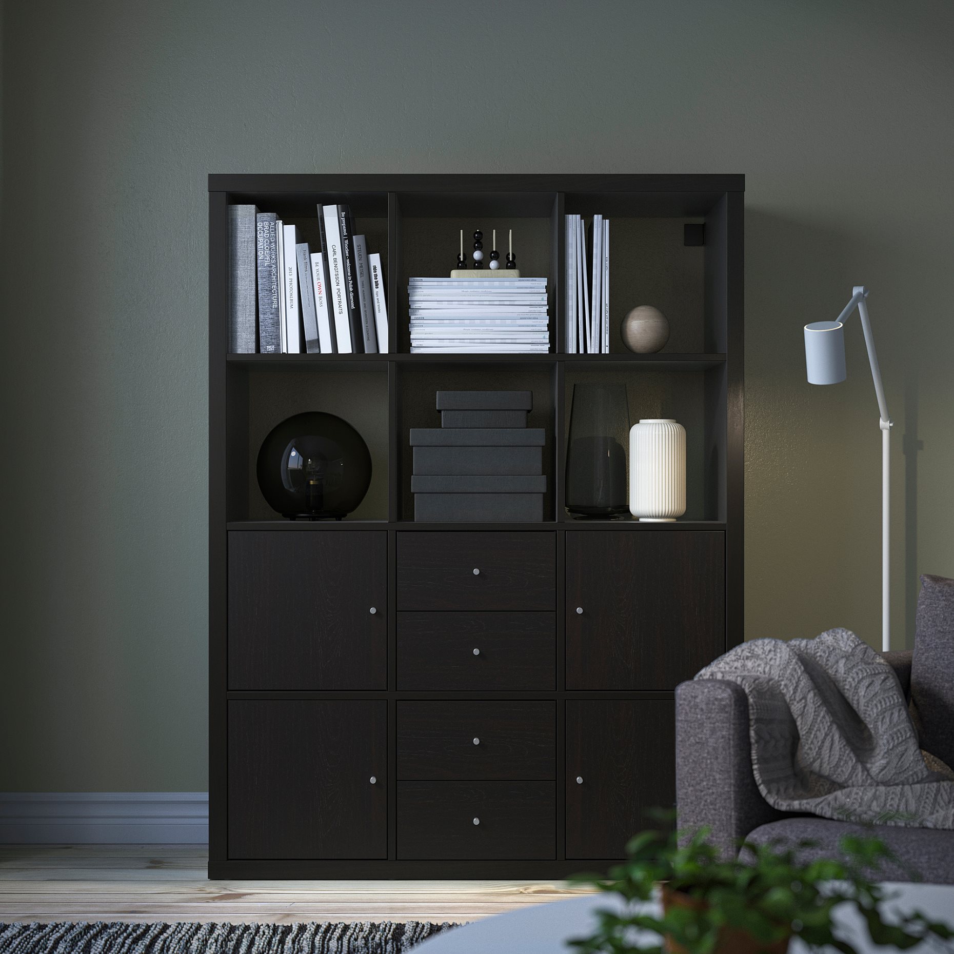 KALLAX, shelving unit with 6 inserts, 892.782.59