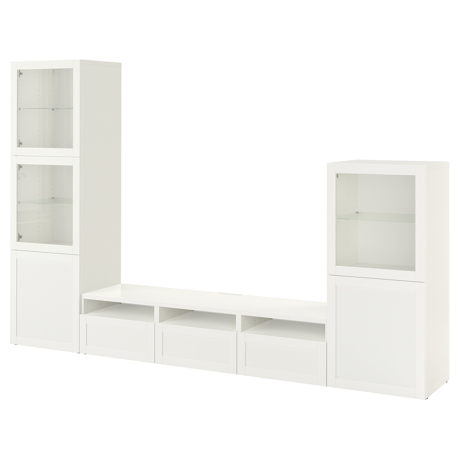 BESTÅ, TV storage combination/glass doors/drawers push open, 300x42x193 cm, 994.063.84