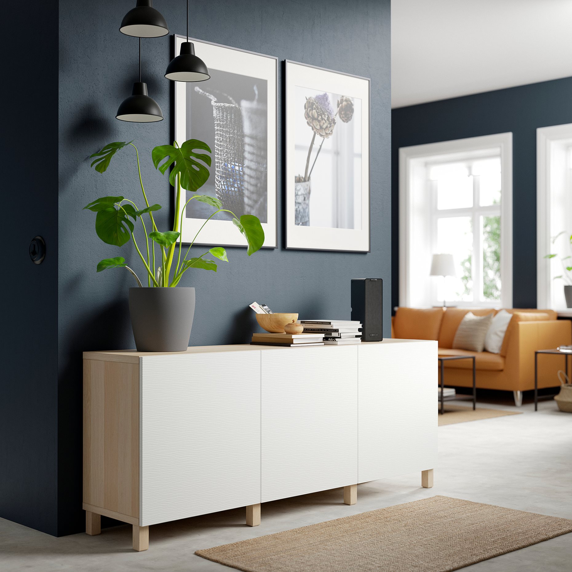 BESTÅ, storage combination with doors, 180x42x74 cm, 091.399.03