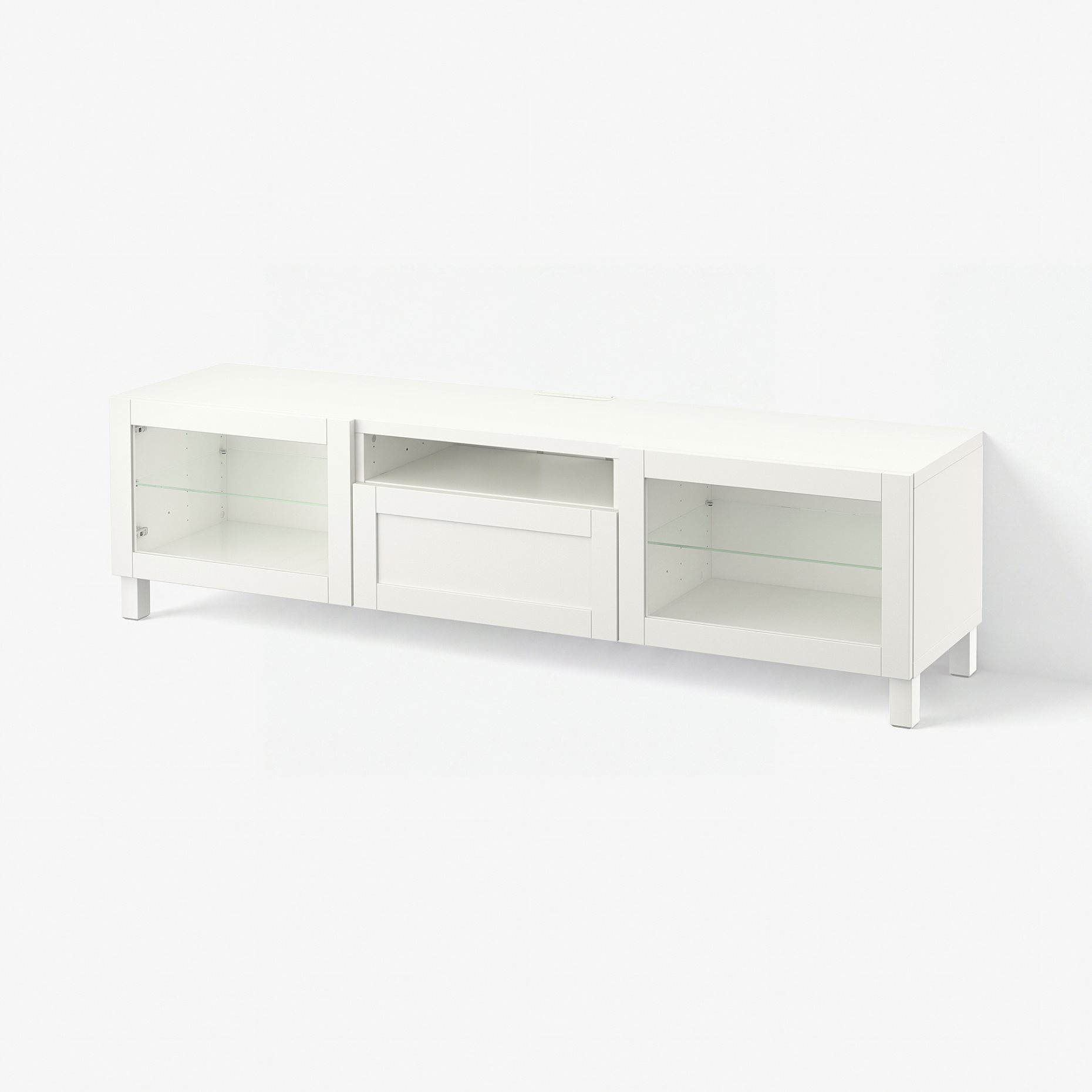 BESTÅ, TV bench with doors/drawer soft closing, 180x42x48 cm, 093.291.92