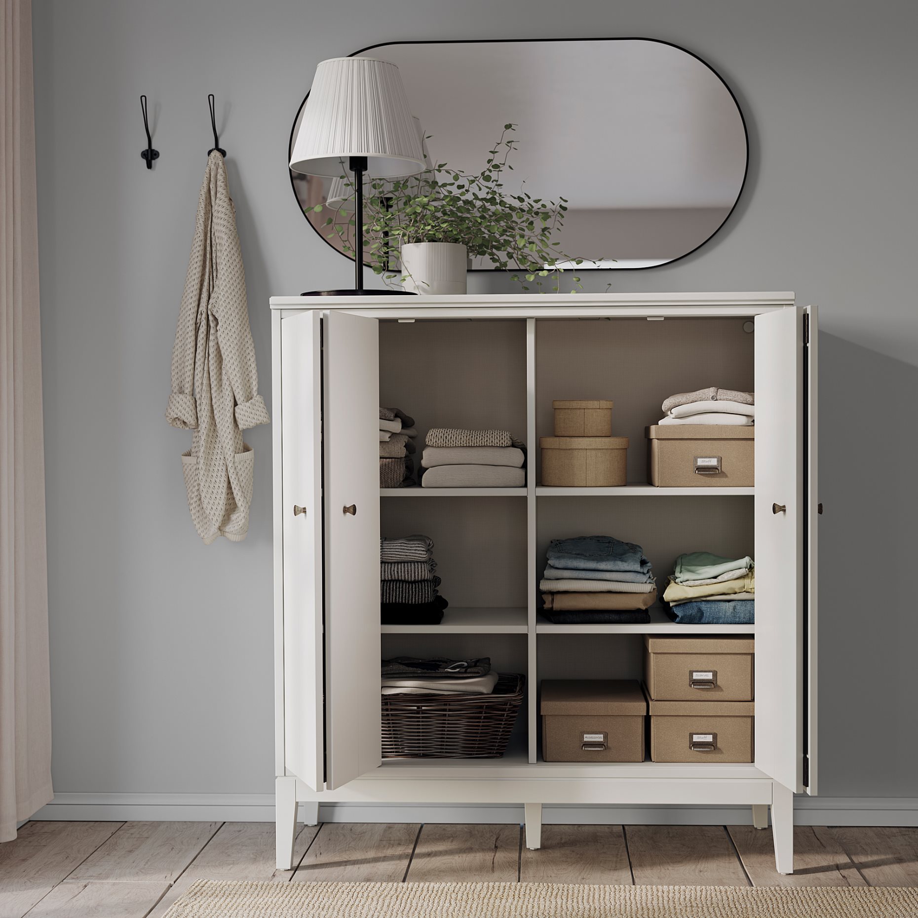 IDANÄS, cabinet with bi-folding doors, 121x135 cm, 204.588.23