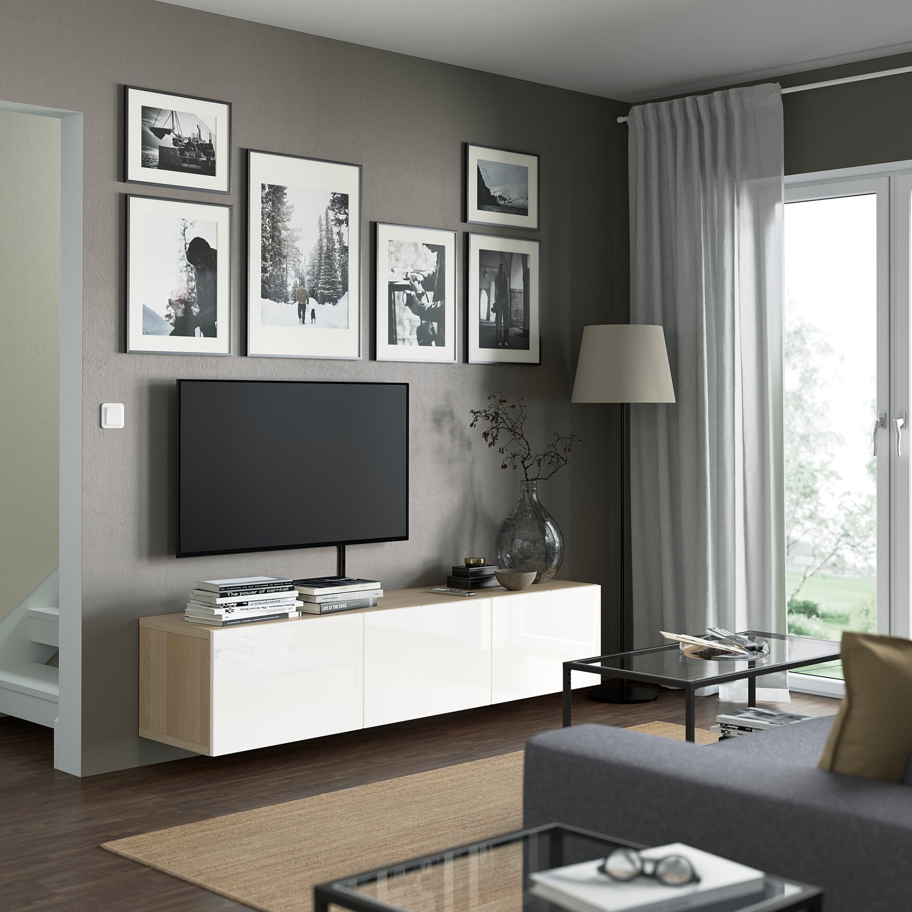 BESTÅ, TV bench with doors, 180x42x38 cm, 593.307.15