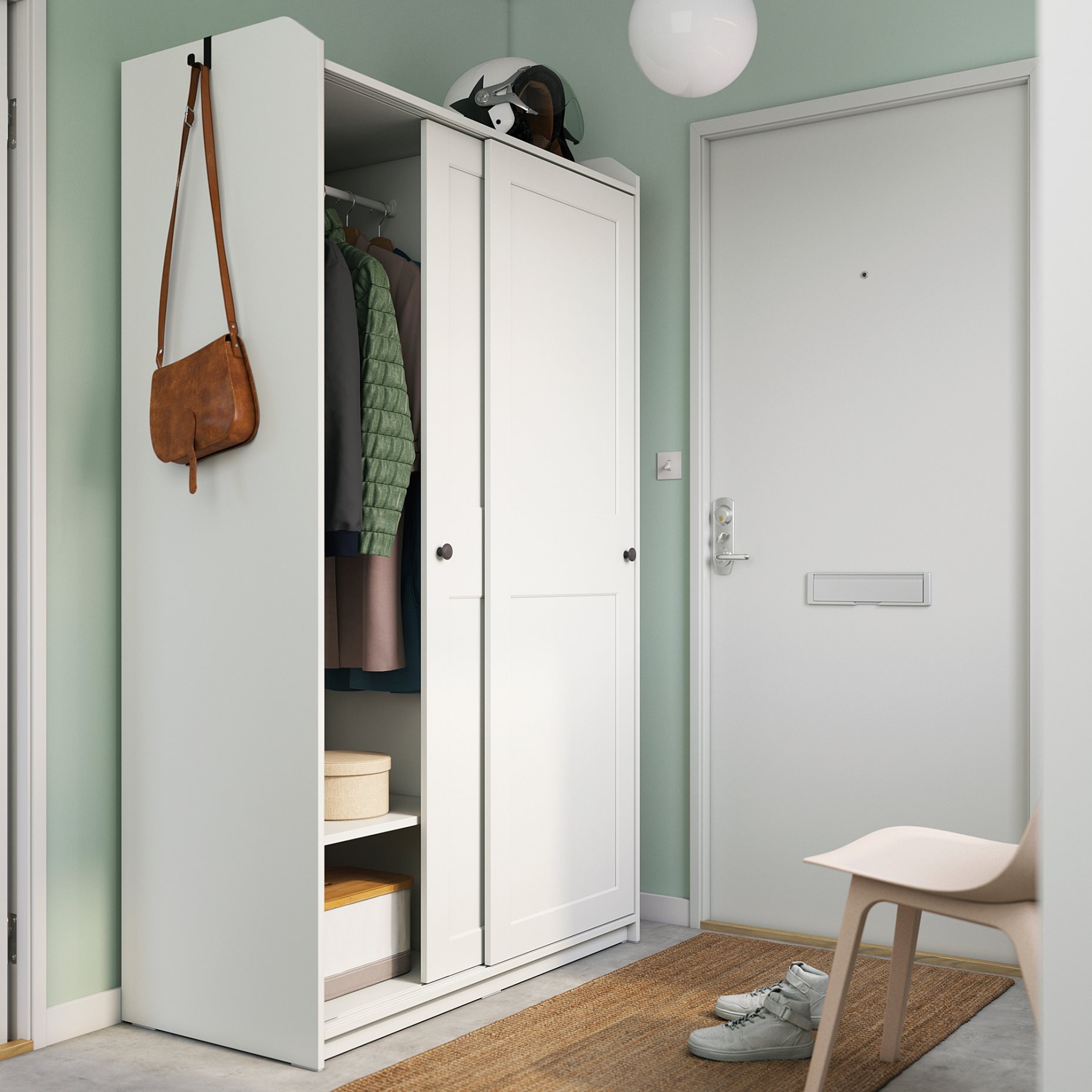 HAUGA, wardrobe with sliding doors, 118x55x199 cm, 604.569.16
