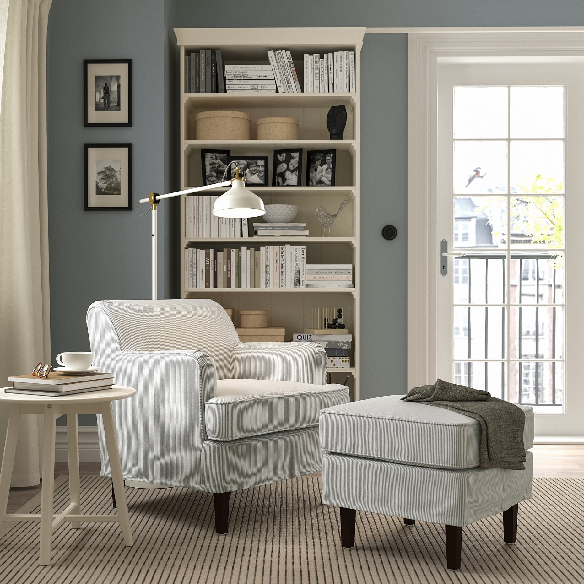 ROCKSJON, armchair with footstool, 695.146.86
