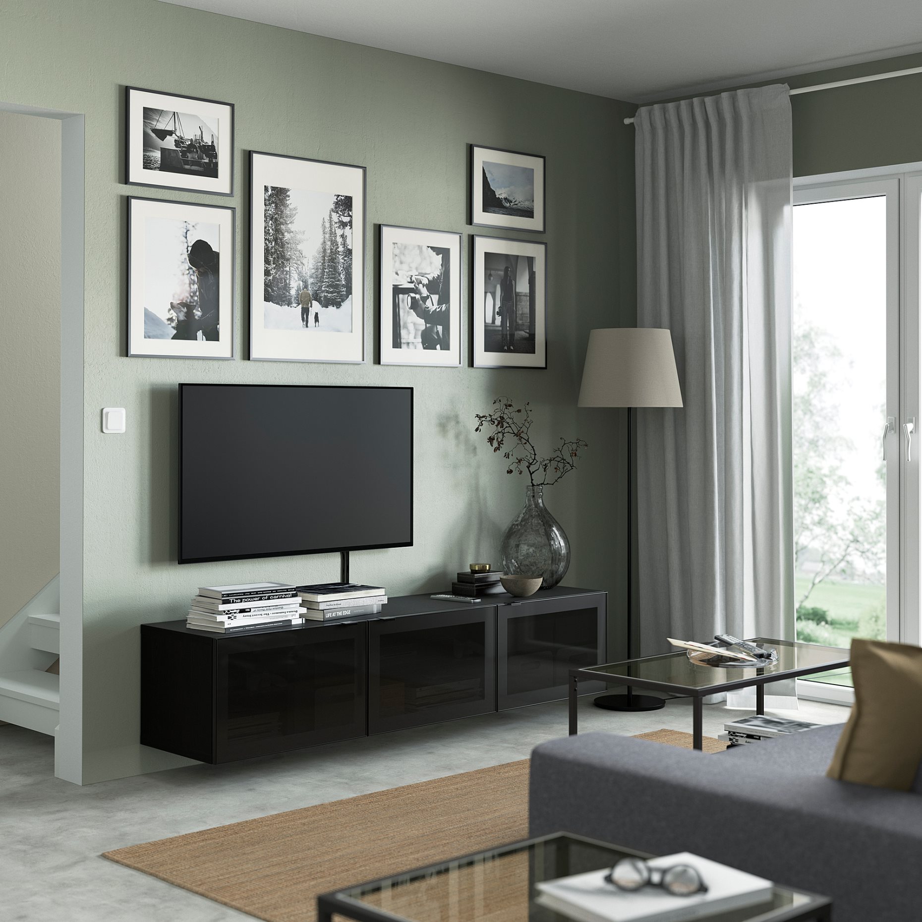 BESTÅ, TV bench with doors, 180x42x38 cm, 993.306.57