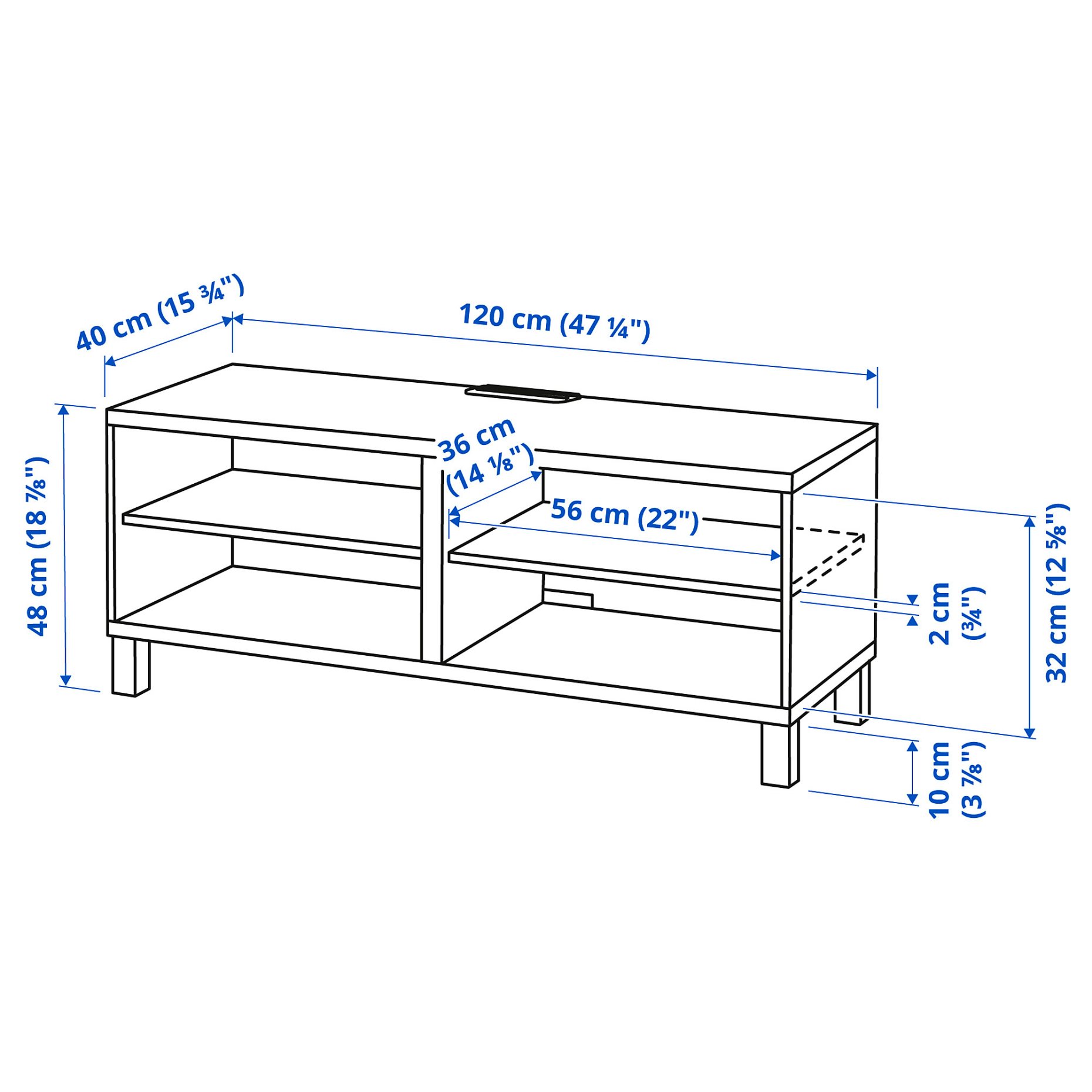 BESTÅ, TV bench, 120x40x48 cm, 490.612.28