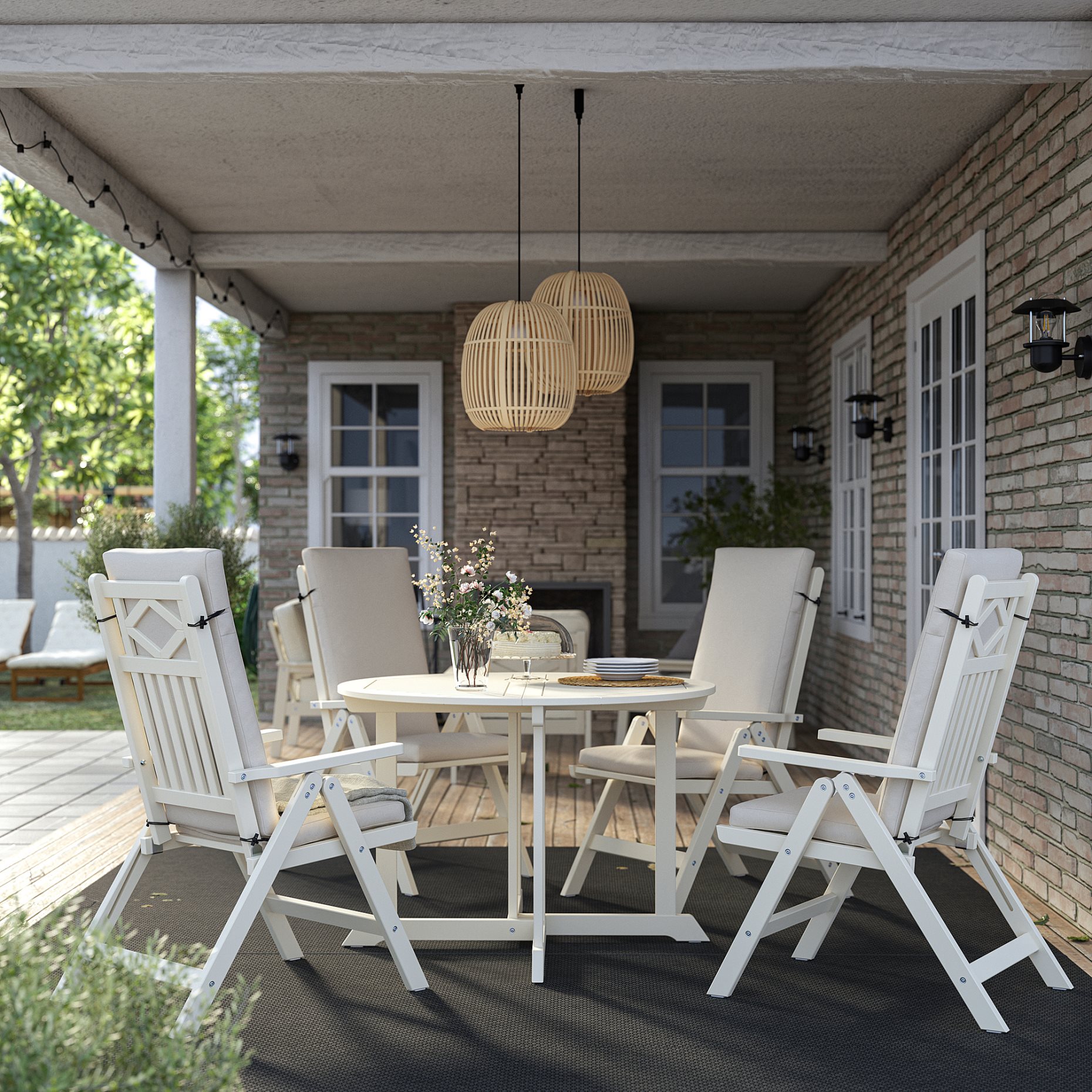 BONDHOLMEN, table/4 reclining chairs, outdoor, 895.498.78