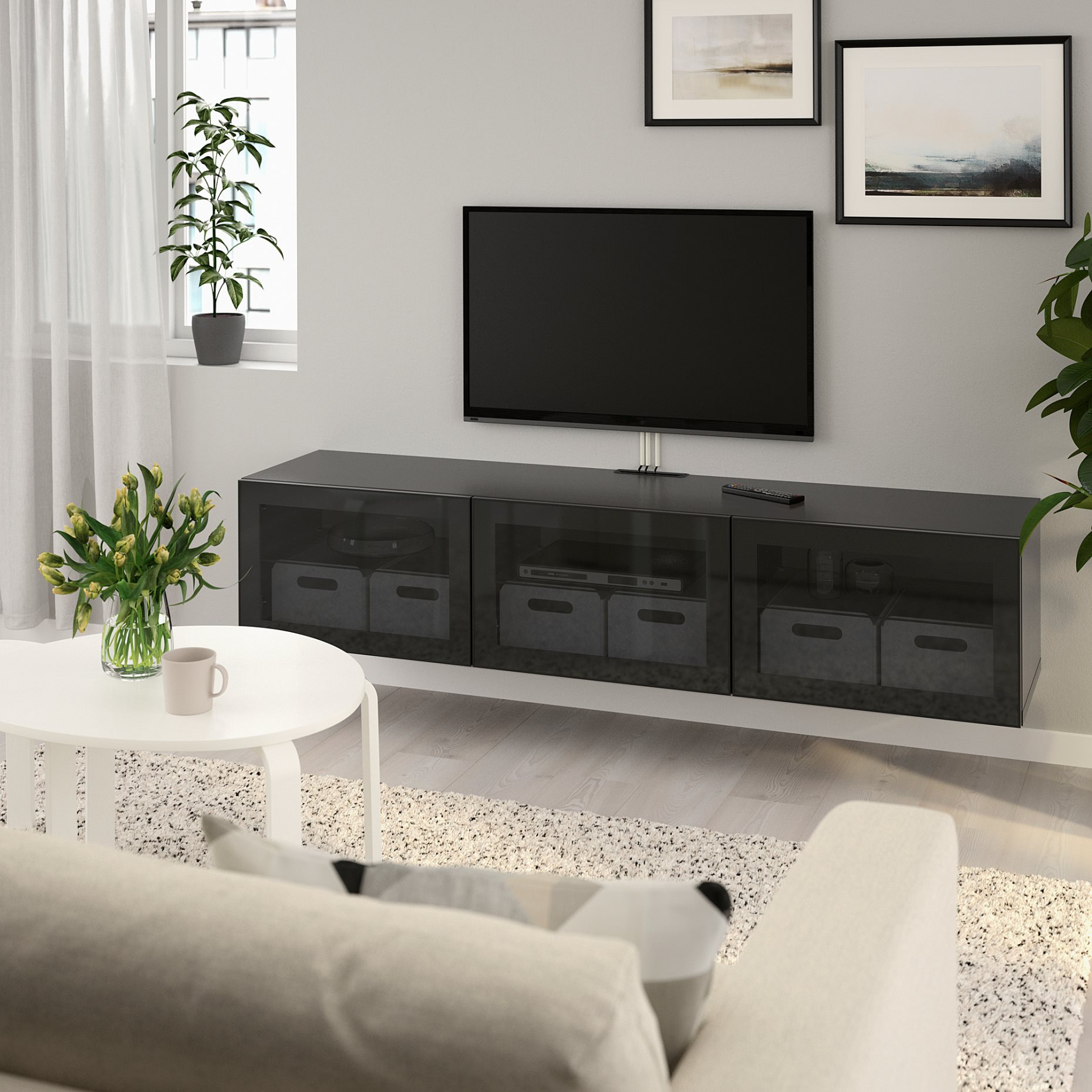 BESTÅ, TV bench with doors, 180x42x38 cm, 993.306.57