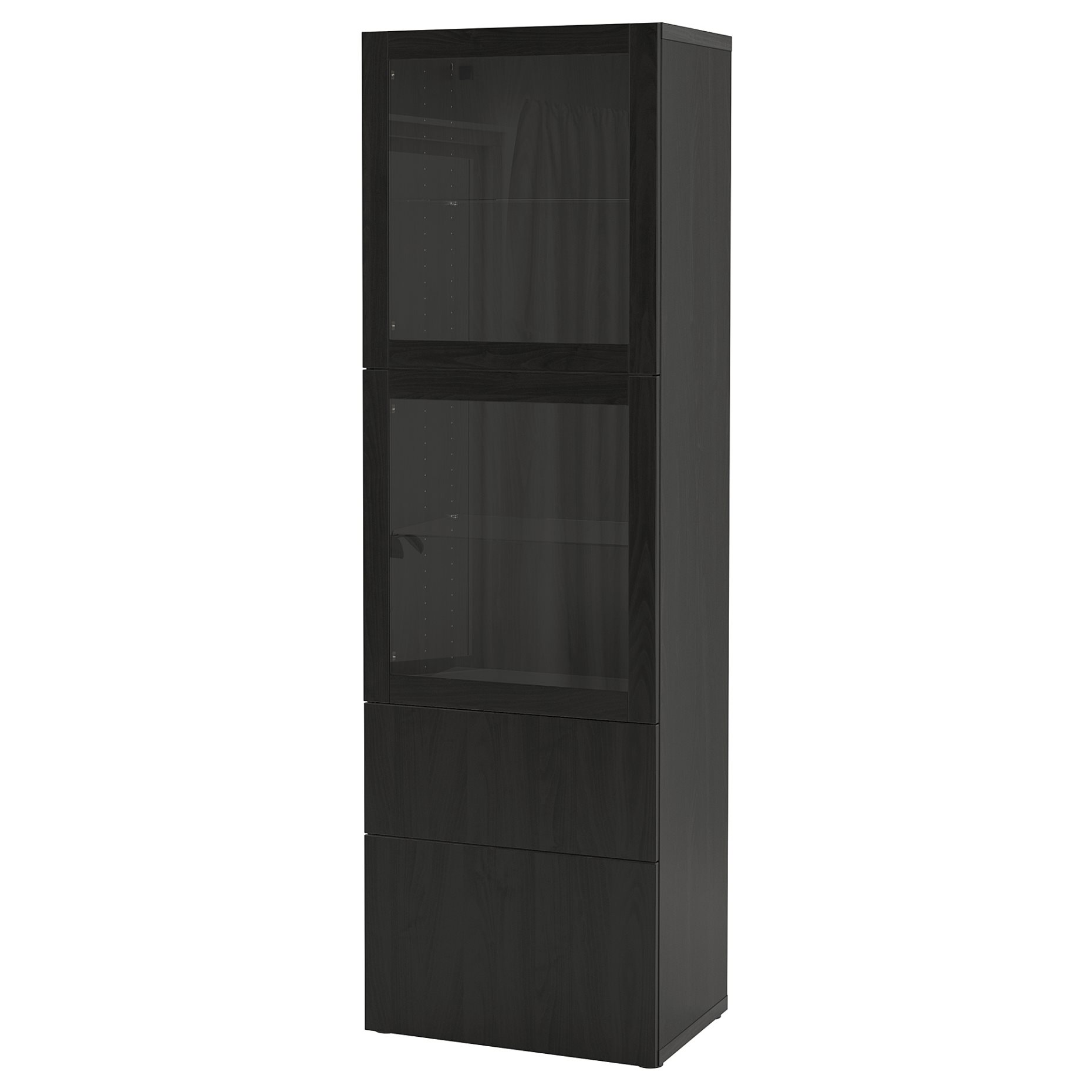 BESTÅ, storage combination with glass doors/drawers soft closing, 60x42x193 cm, 293.008.47