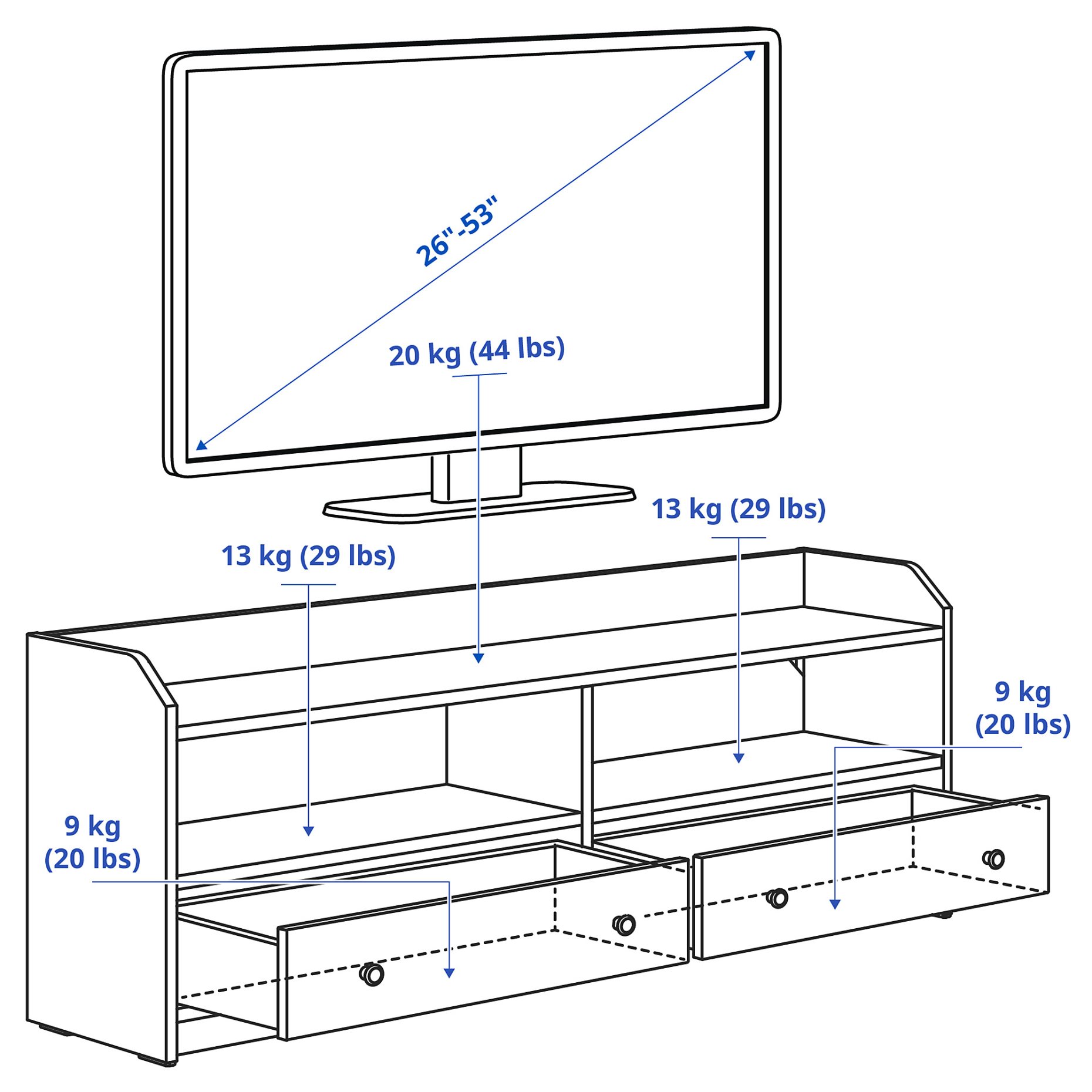 HAUGA, έπιπλο TV, 138x36x54 cm, 004.150.47