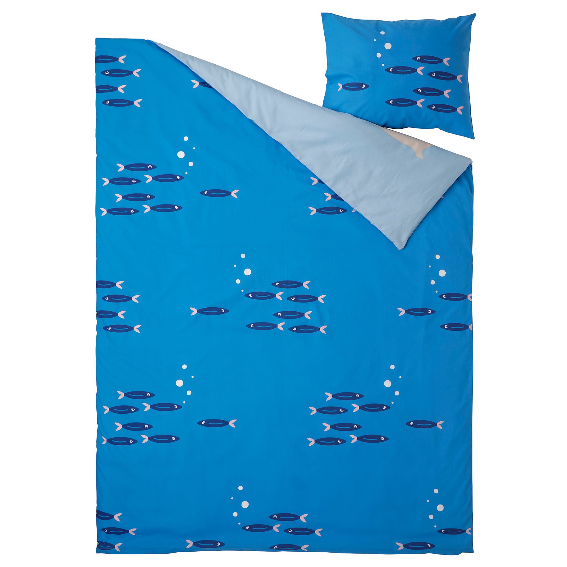 BLÅVINGAD, duvet cover and pillowcase/ocean animals pattern, 150x200/50x60 cm, 005.210.76