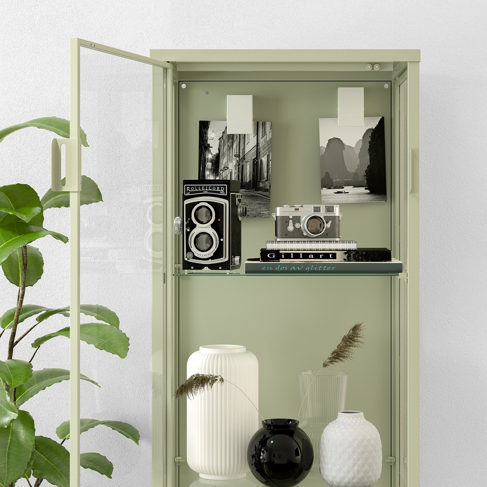 RUDSTA, glass-door cabinet, 42x37x155 cm, 005.327.20