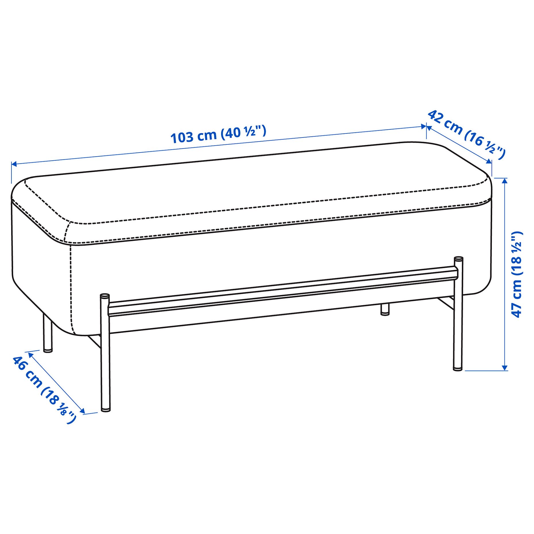 VALTORP, bench with storage, 103 cm, 005.623.40