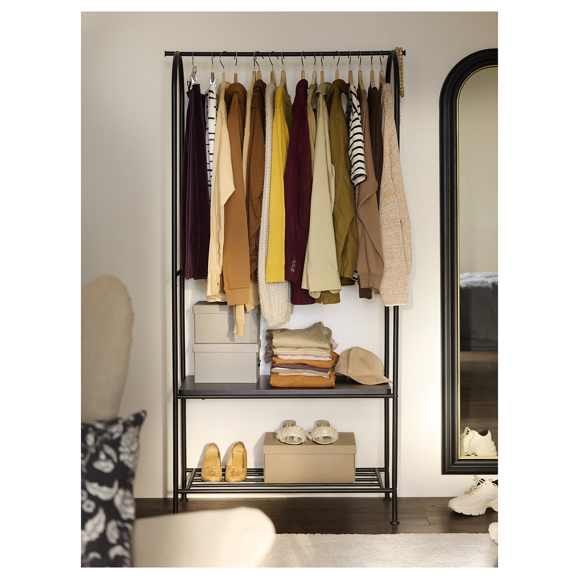 GRÅFJÄLLET, clothes rack with shoe storage, 90x36x175 cm, 005.702.22