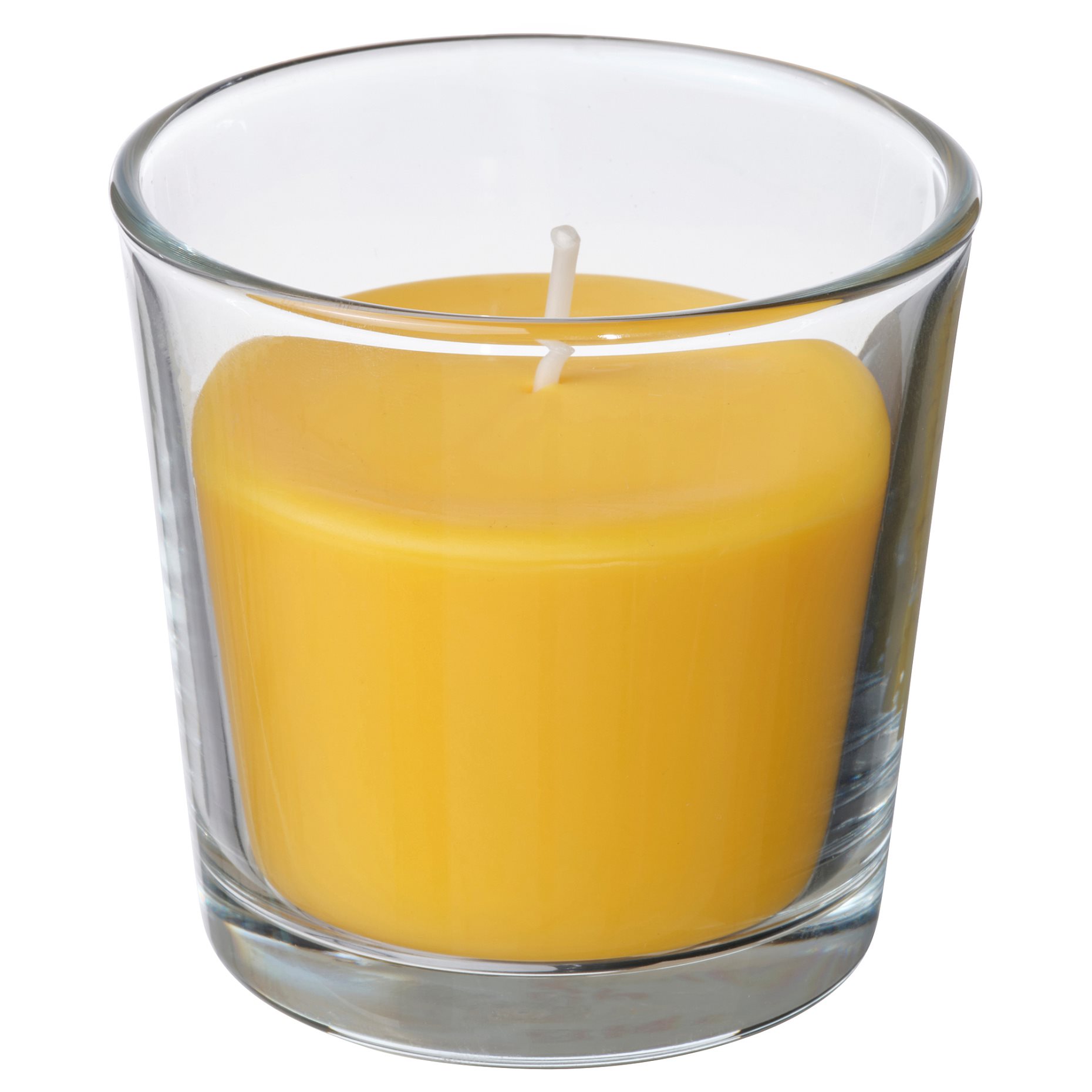 SVARTOXBÄR, scented candle in glass/mimosa, 25 hr, 005.826.68