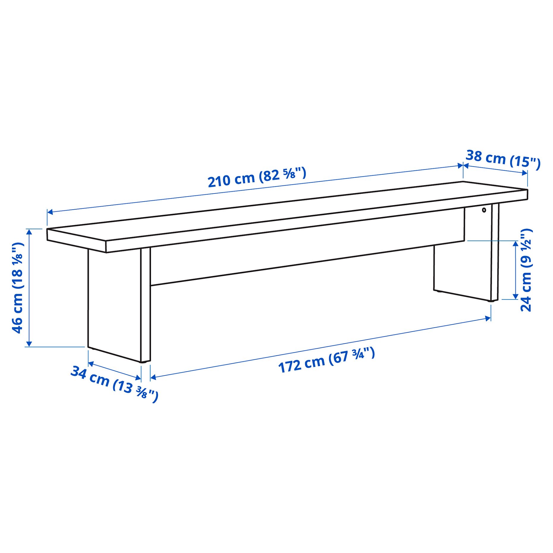 BERGSHYTTAN, πάγκος, 210x38 cm, 006.082.39