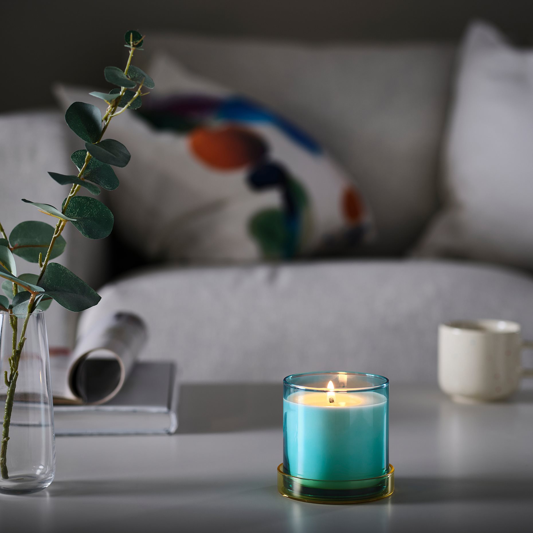 DVÄRGHÖK, scented candle in glass with lid/fig leaf, 50 hr, 006.142.78