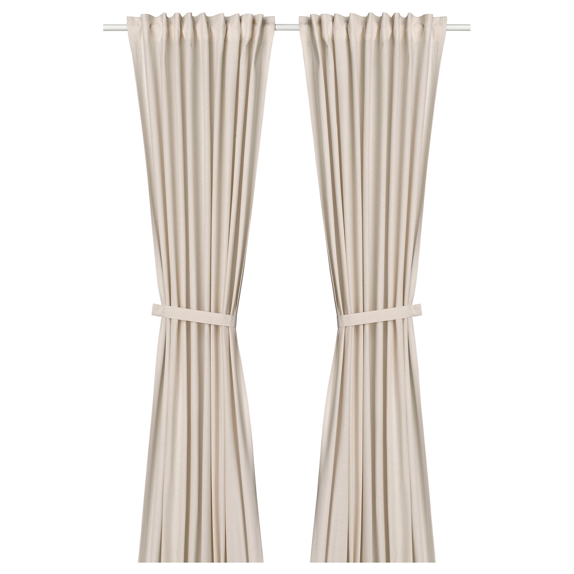 LENDA, curtains with heading tape and tie-backs/1 pair, 140x165 cm, 006.331.73