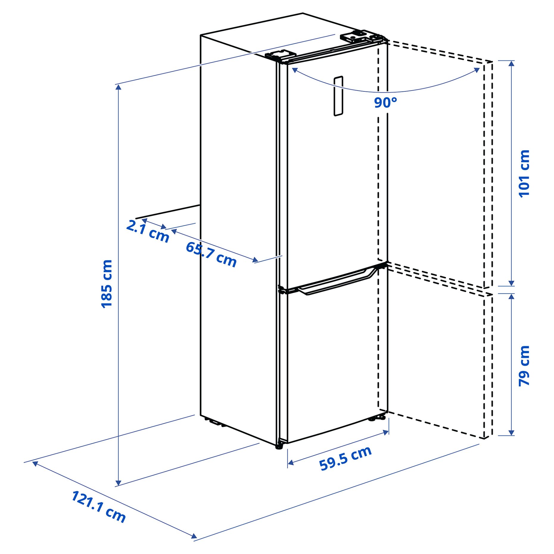 FÖRTOFT, ψυγείο/καταψύκτης IKEA 500, 216/118 l, 006.439.64