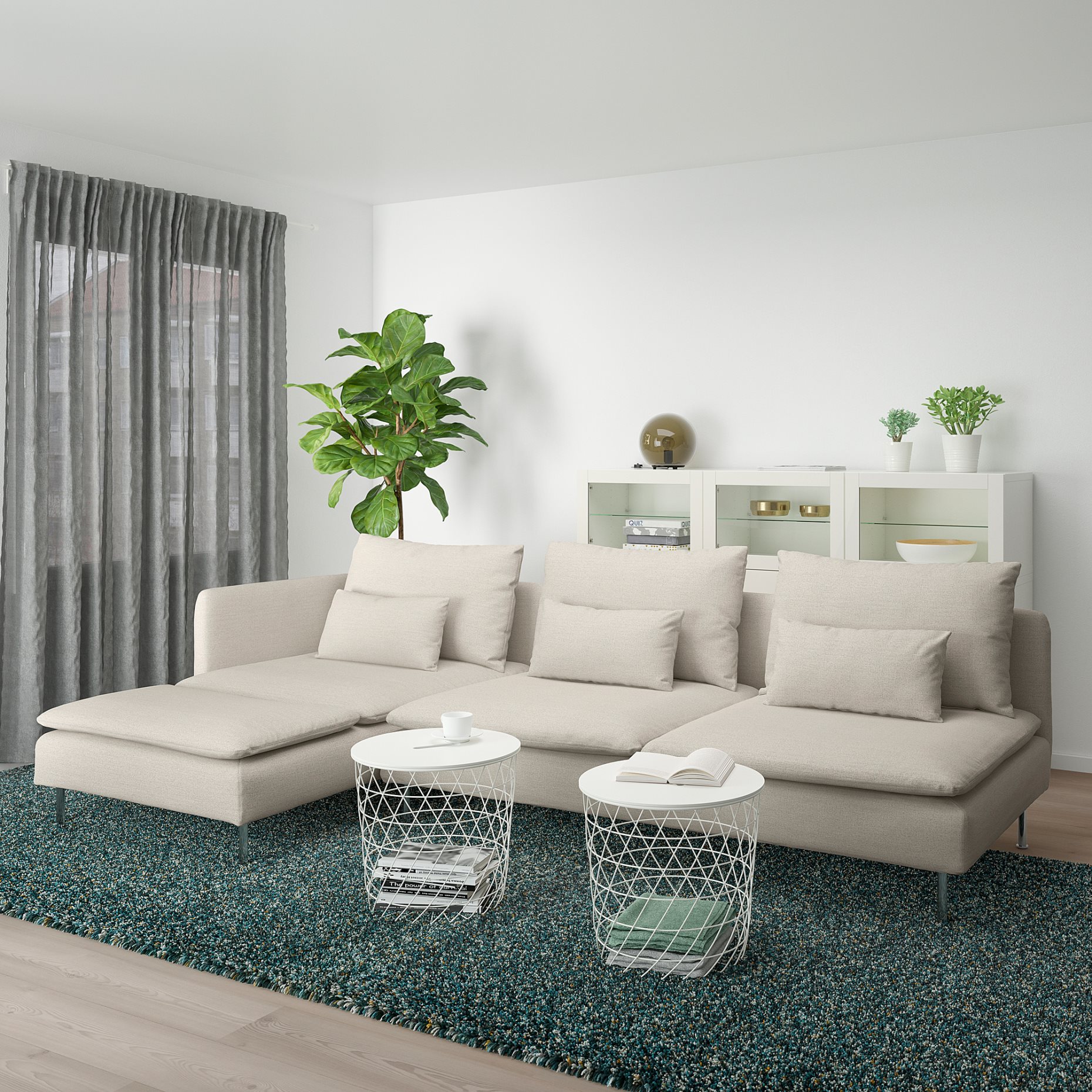 SÖDERHAMN, 4-seat sofa with chaise longue and open end, 093.054.26