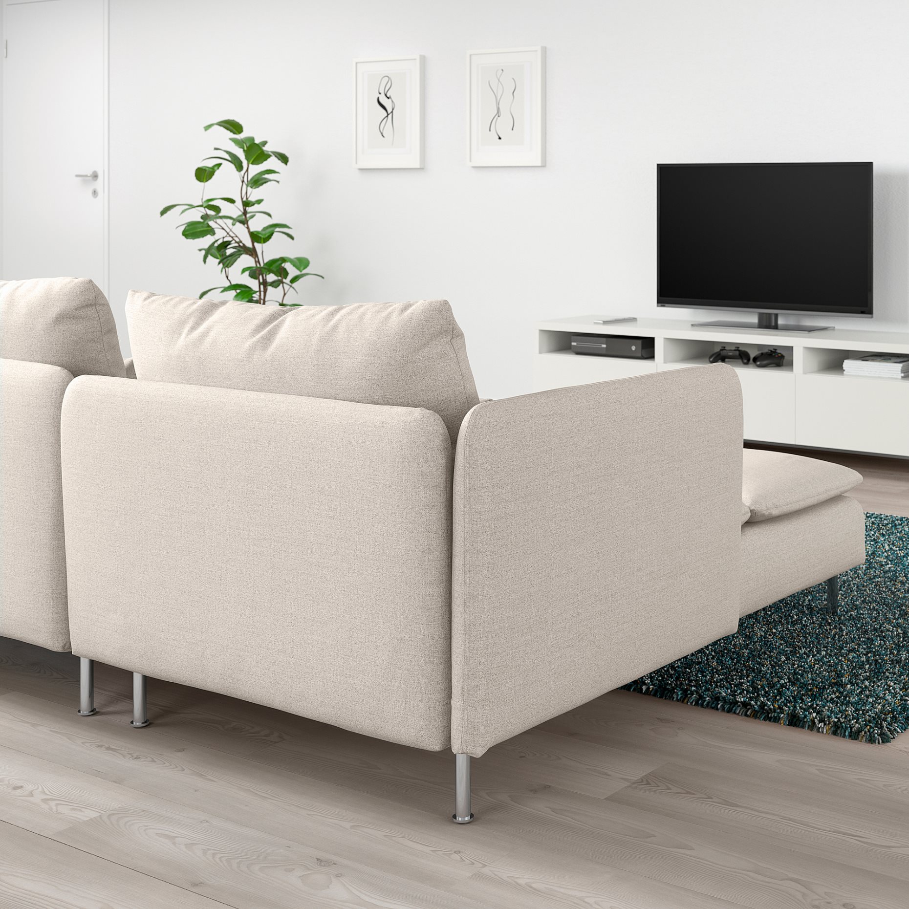 SÖDERHAMN, 4-seat sofa with chaise longue and open end, 093.054.26