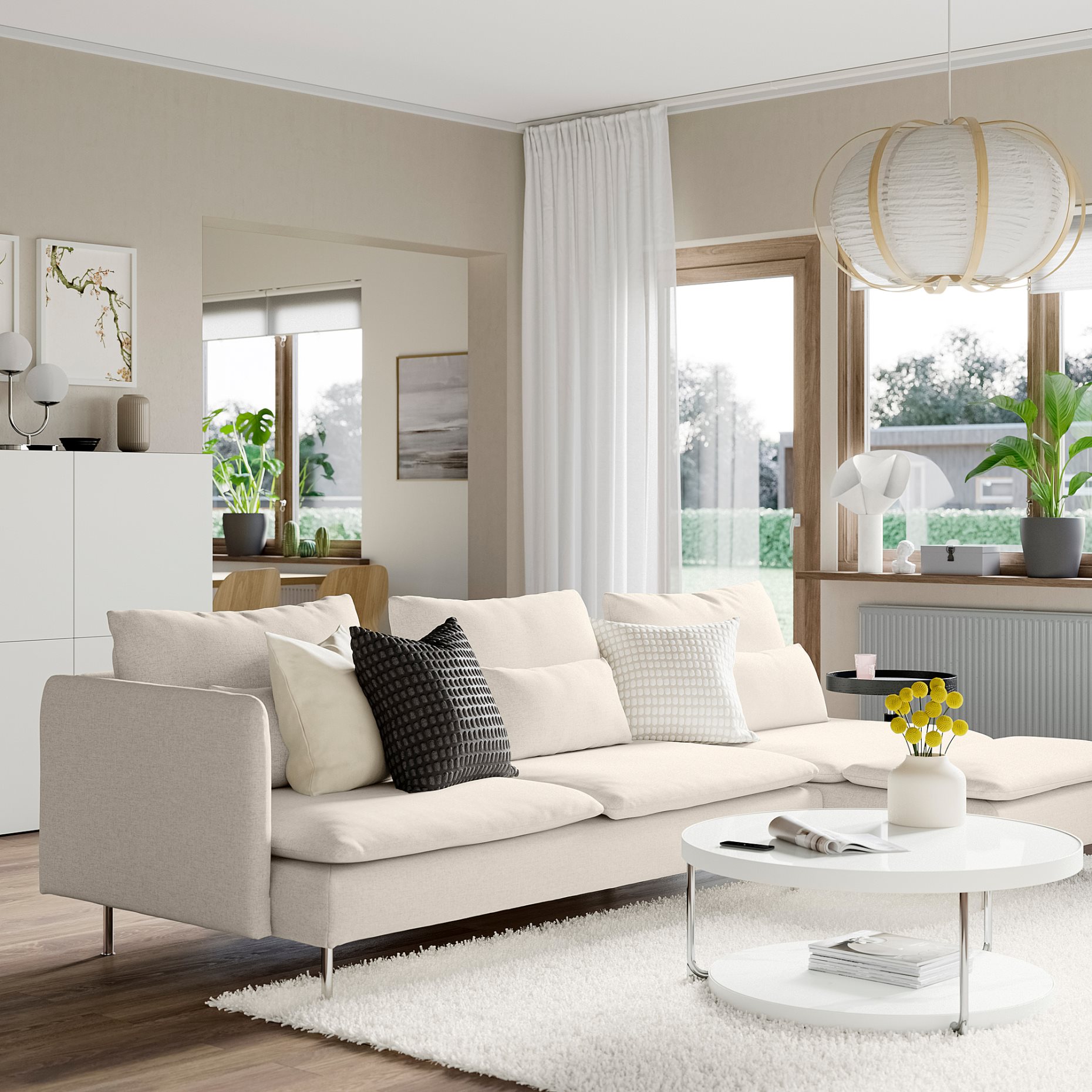 SÖDERHAMN, 4-seat sofa with chaise longue and open end, 093.054.26