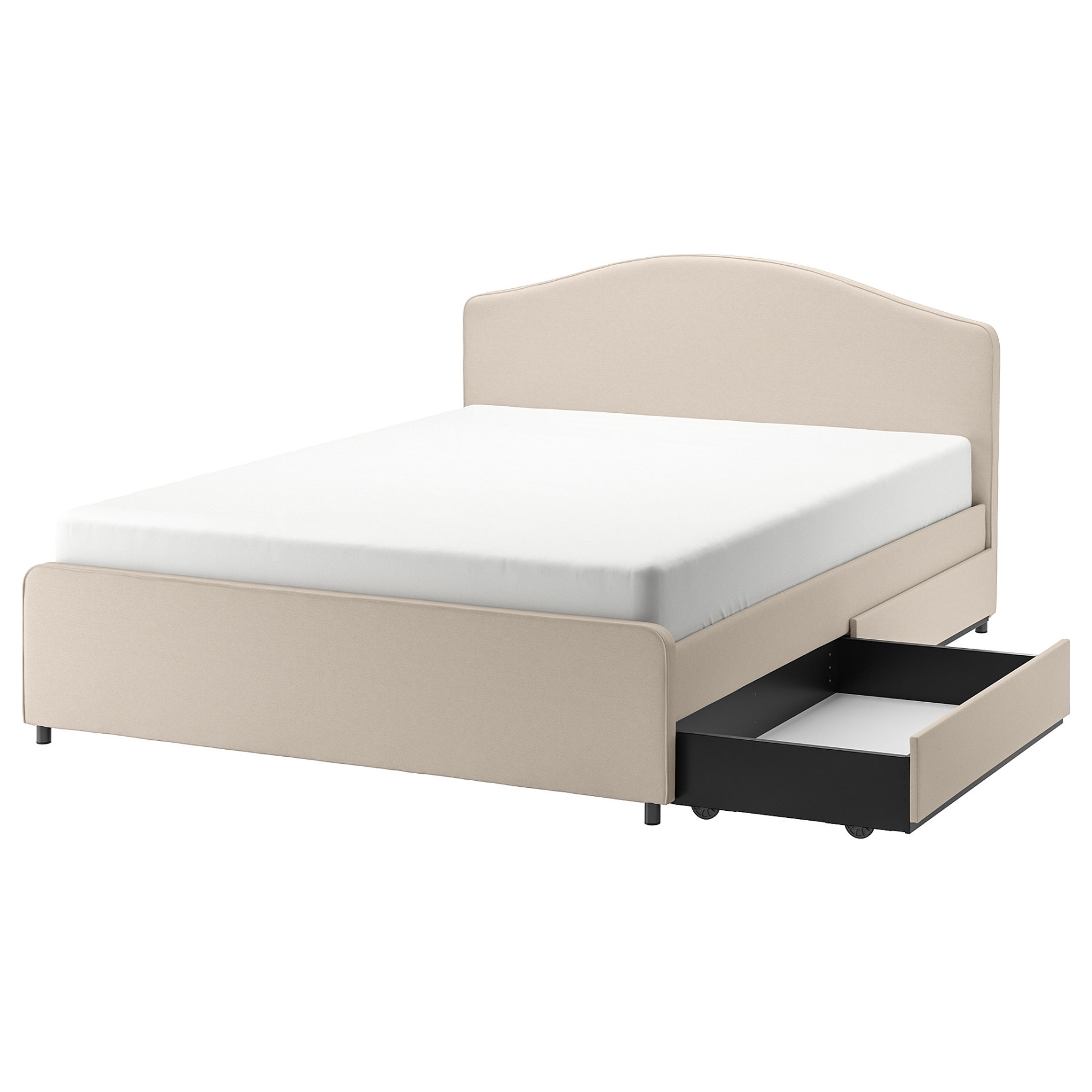HAUGA, upholstered bed/ 2 storage boxes, 160X200 cm, 093.366.49
