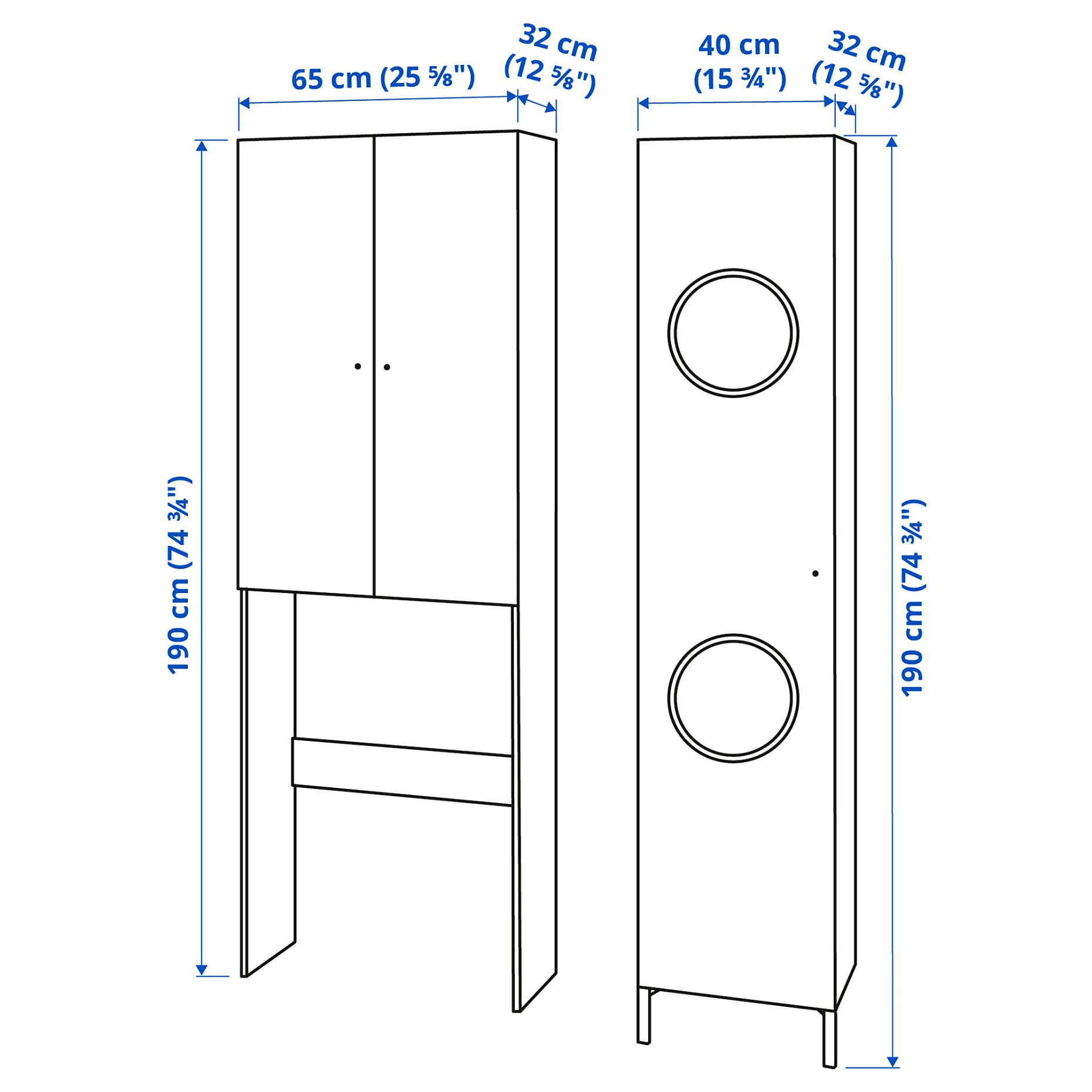 NYSJÖN, storage combination for laundry, 105x32x190 cm, 094.159.53