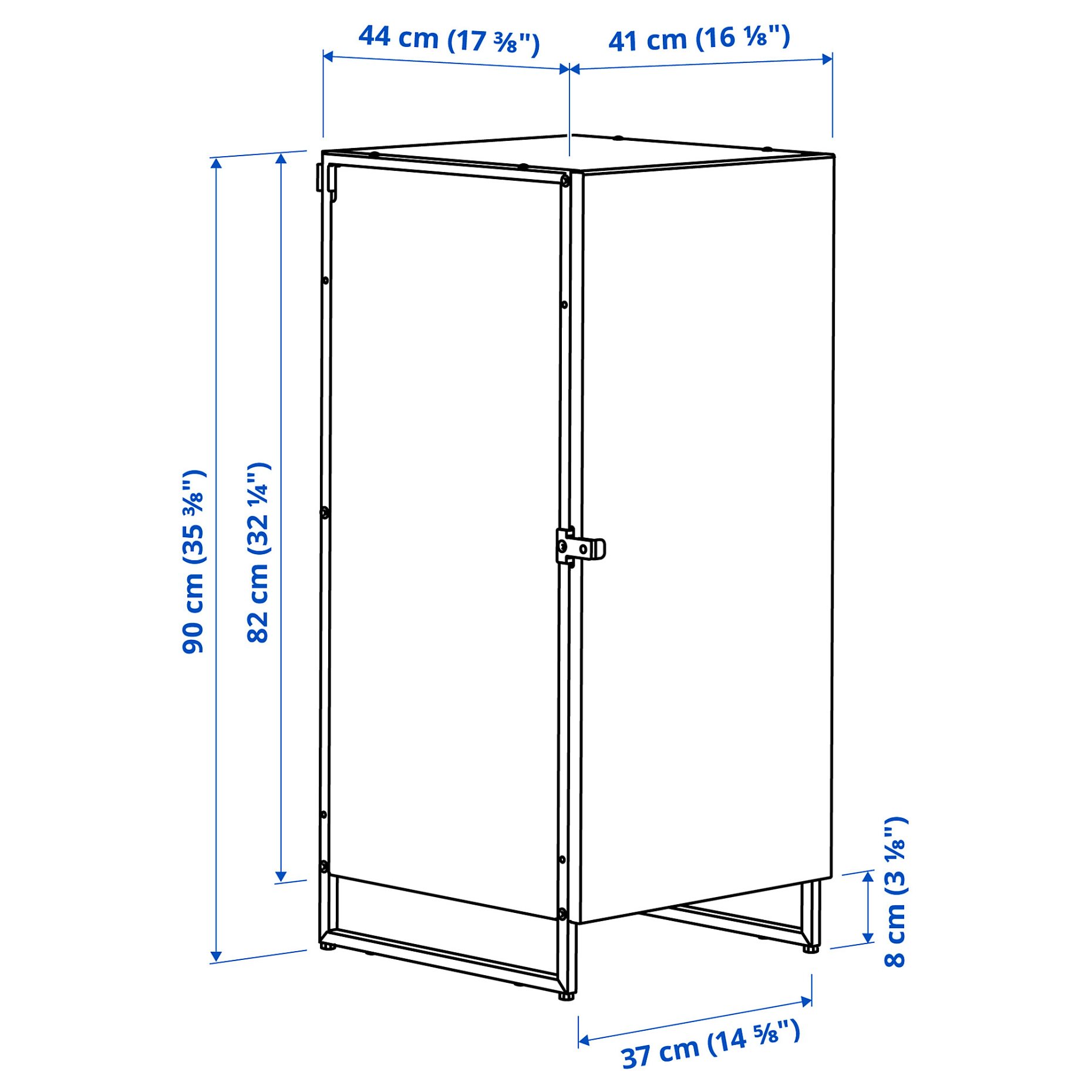 JOSTEIN, shelving unit with door/in/outdoor, 41x44x90 cm, 094.371.63