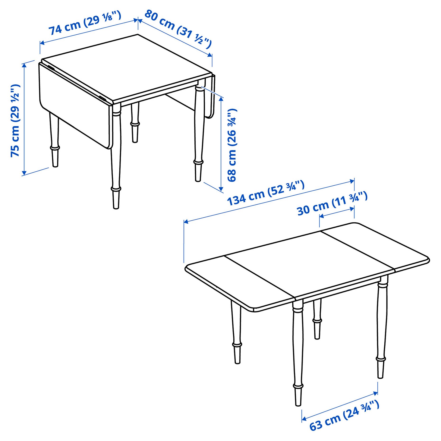 DANDERYD/INGOLF, τραπέζι και 2 καρέκλες, 74/134x80 cm, 094.783.99