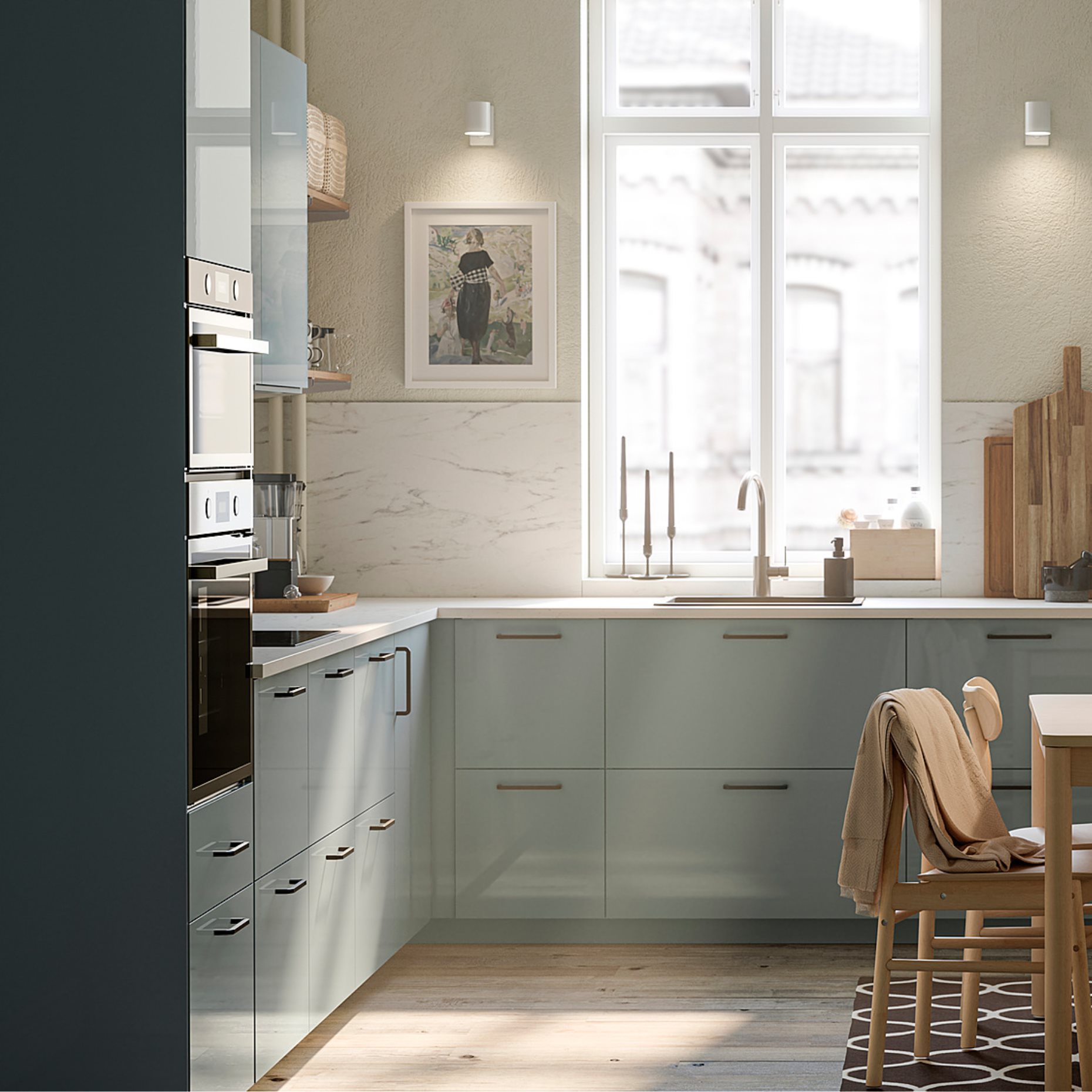 METOD, high cabinet for microwave with 2 doors/shelves, 60x60x200 cm, 094.790.54