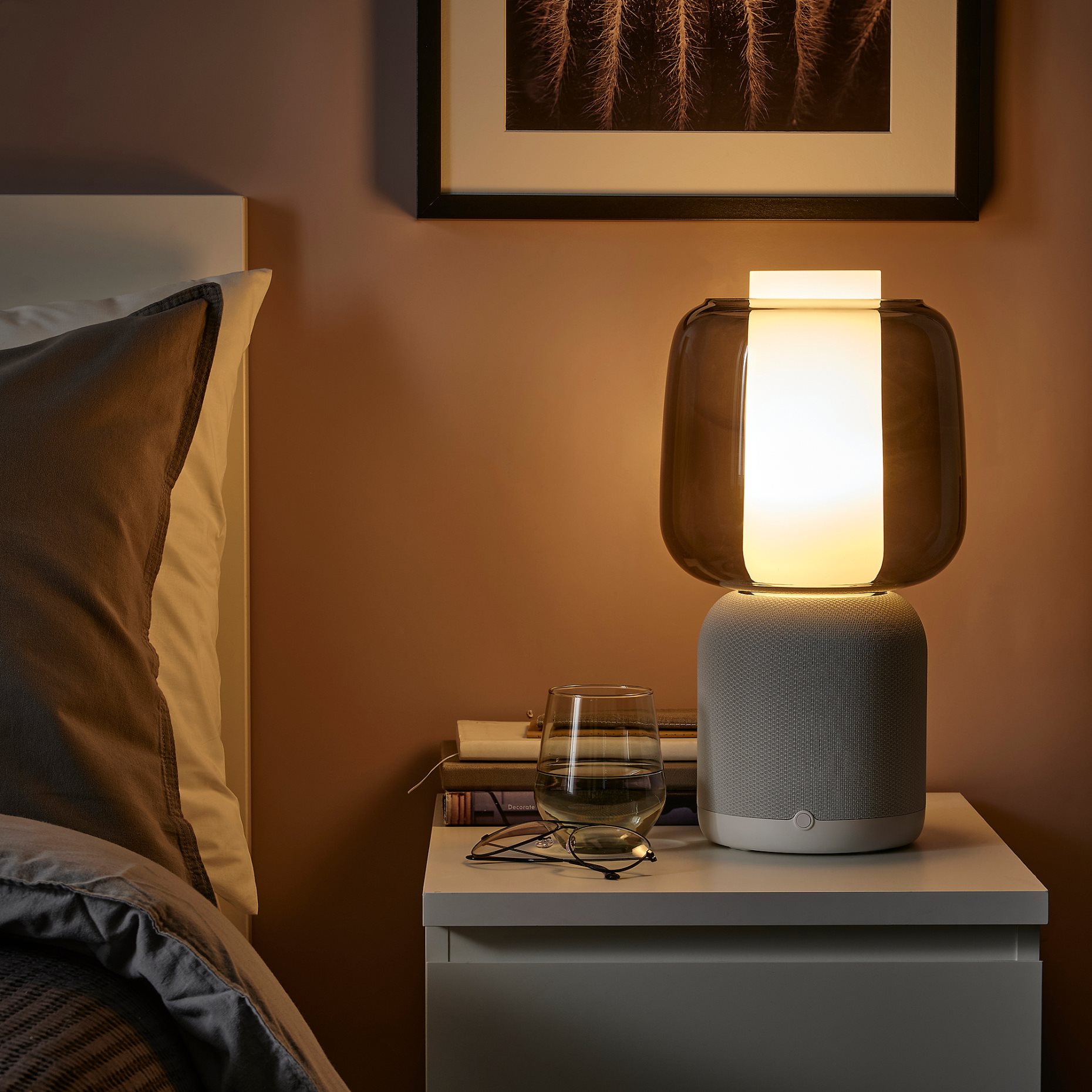 SYMFONISK, speaker lamp with Wi-Fi, glass shade, 094.827.25