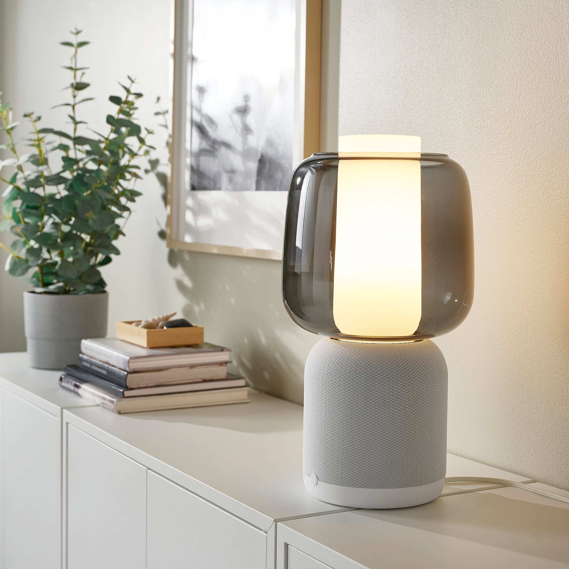 SYMFONISK, speaker lamp with Wi-Fi, glass shade, 094.827.25