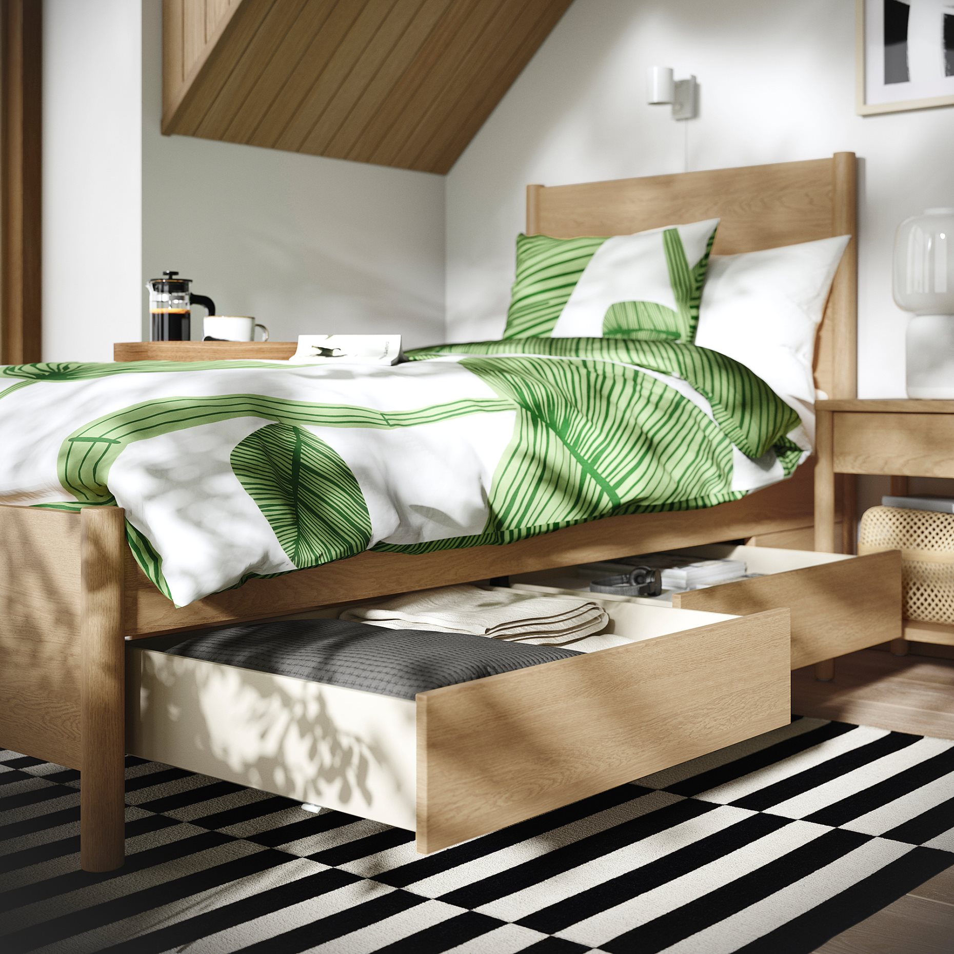 TONSTAD, bed frame with storage, 90x200 cm, 094.966.90