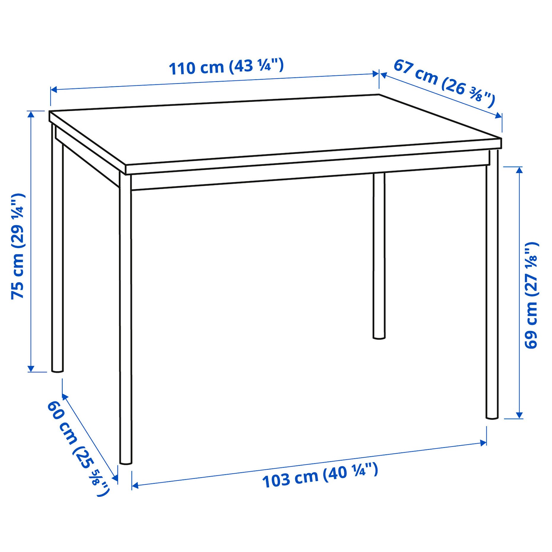 SANDSBERG/LIDAS, τραπέζι και 4 καρέκλες, 110x67 cm, 095.090.51