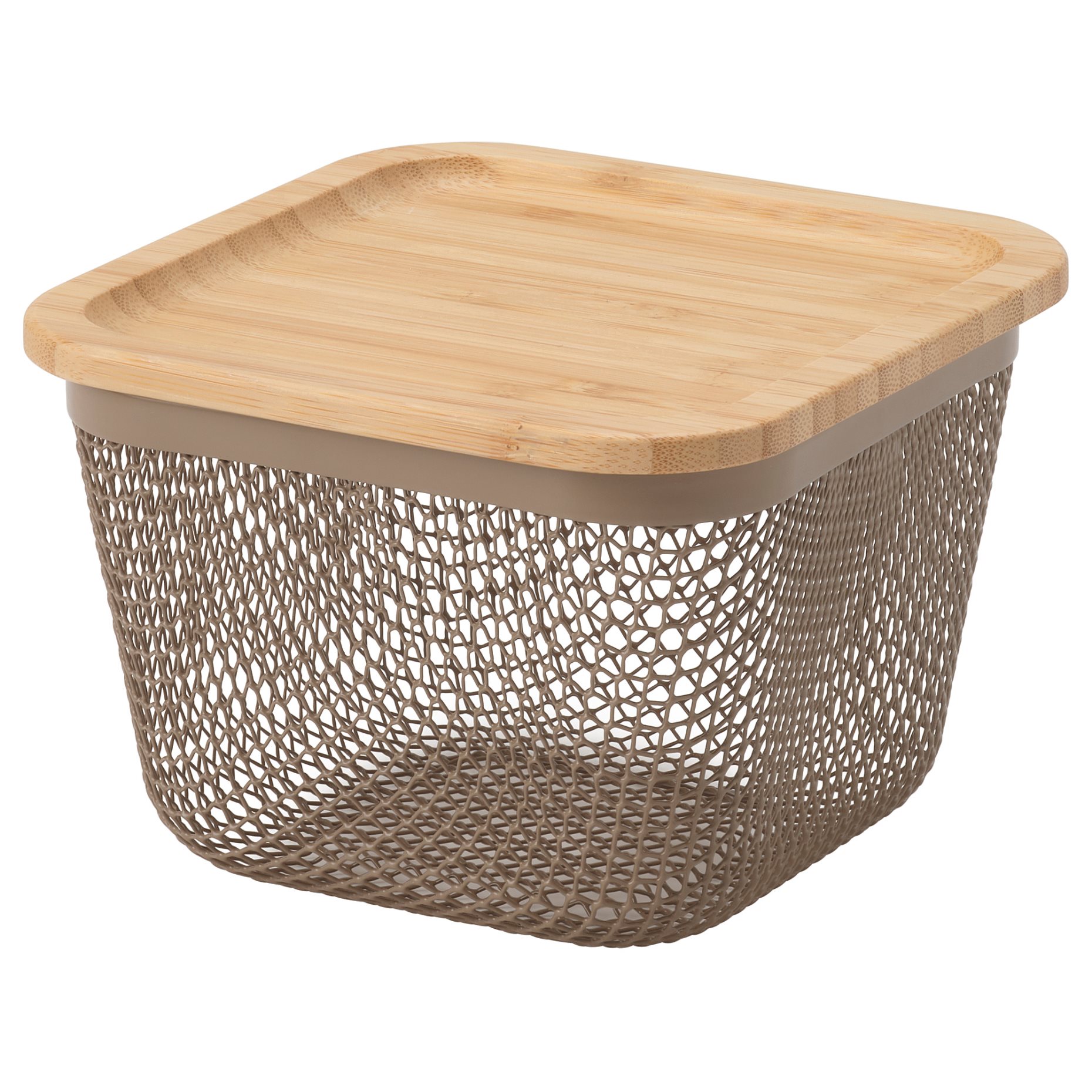 IKEA 365+, τετράγωνο μεταλλικό καλάθι τροφίμων με καπάκι, 15x15x11 cm, 095.814.76
