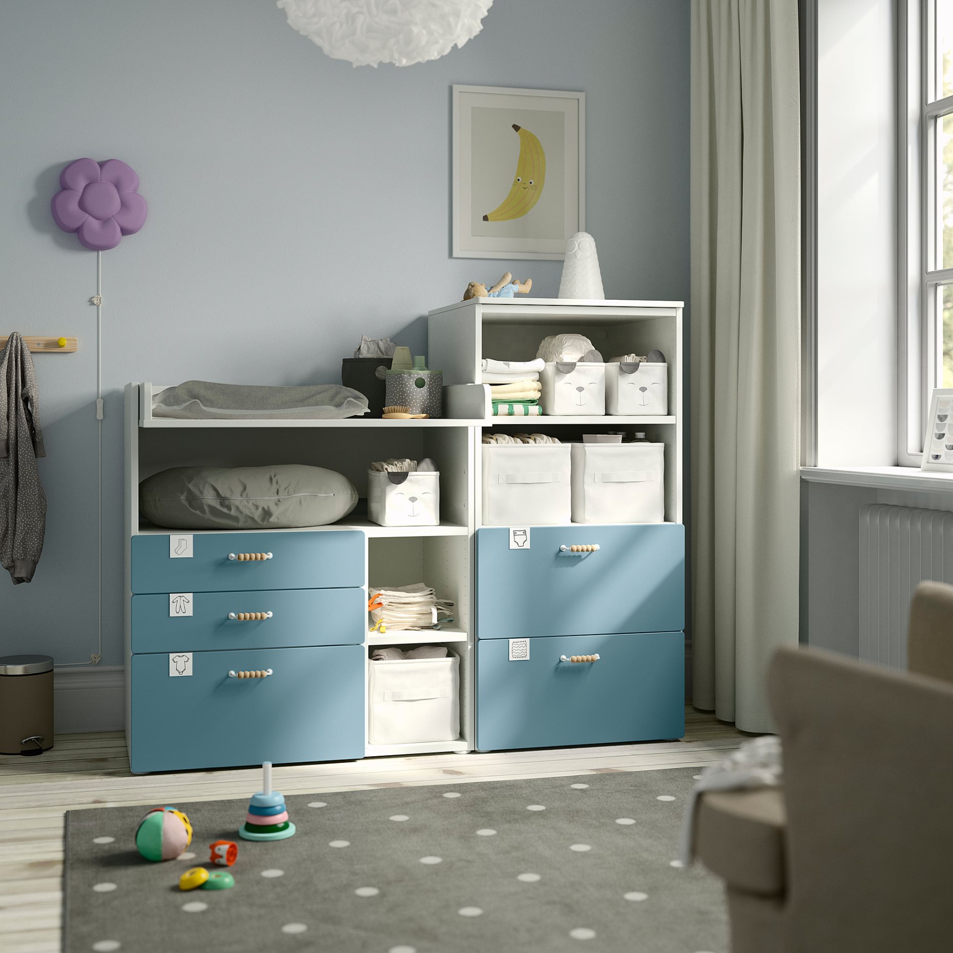 SMASTAD/PLATSA, changing table with bookcase, 150x79x123 cm, 095.836.11