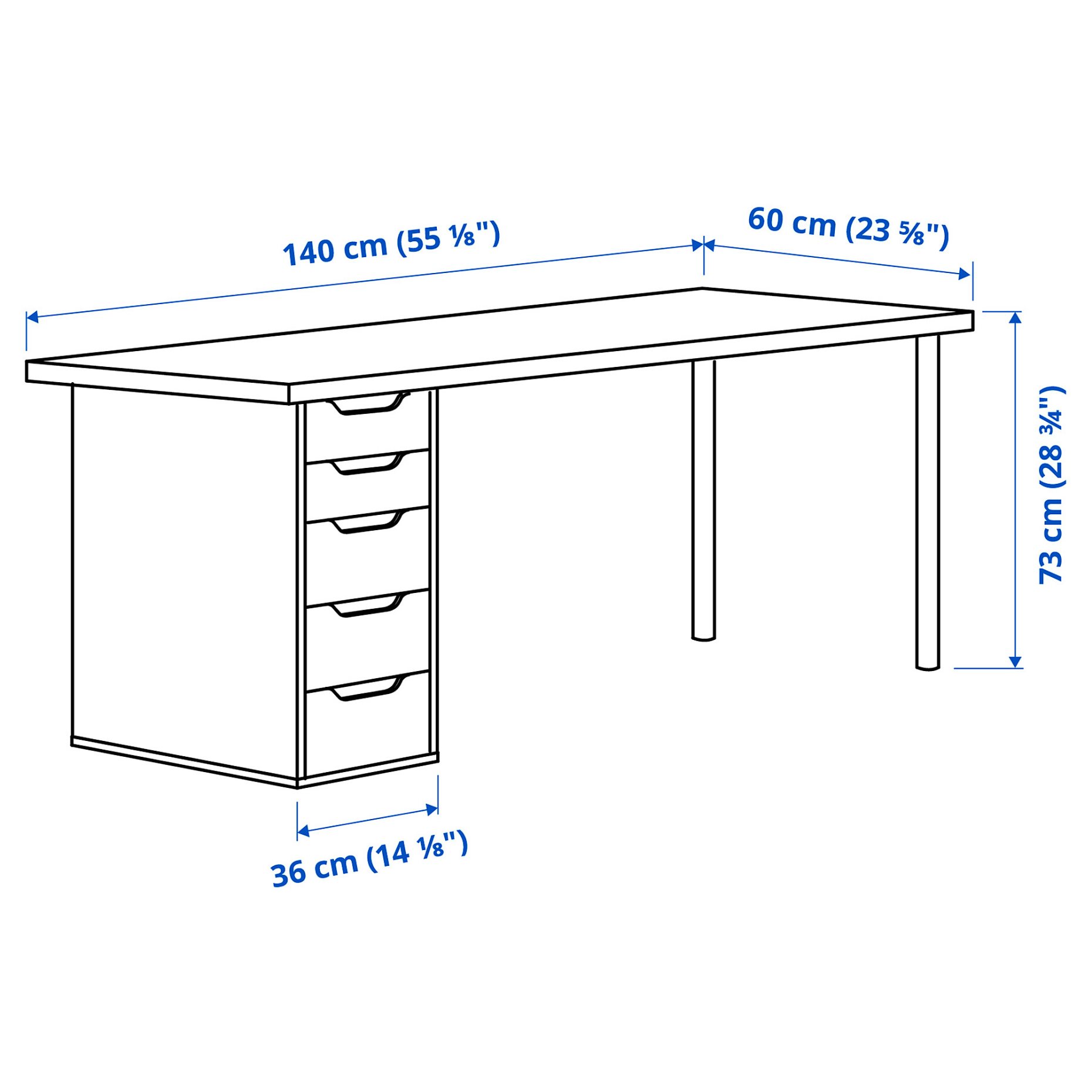 LAGKAPTEN/ALEX, desk, 140x60 cm, 095.853.80