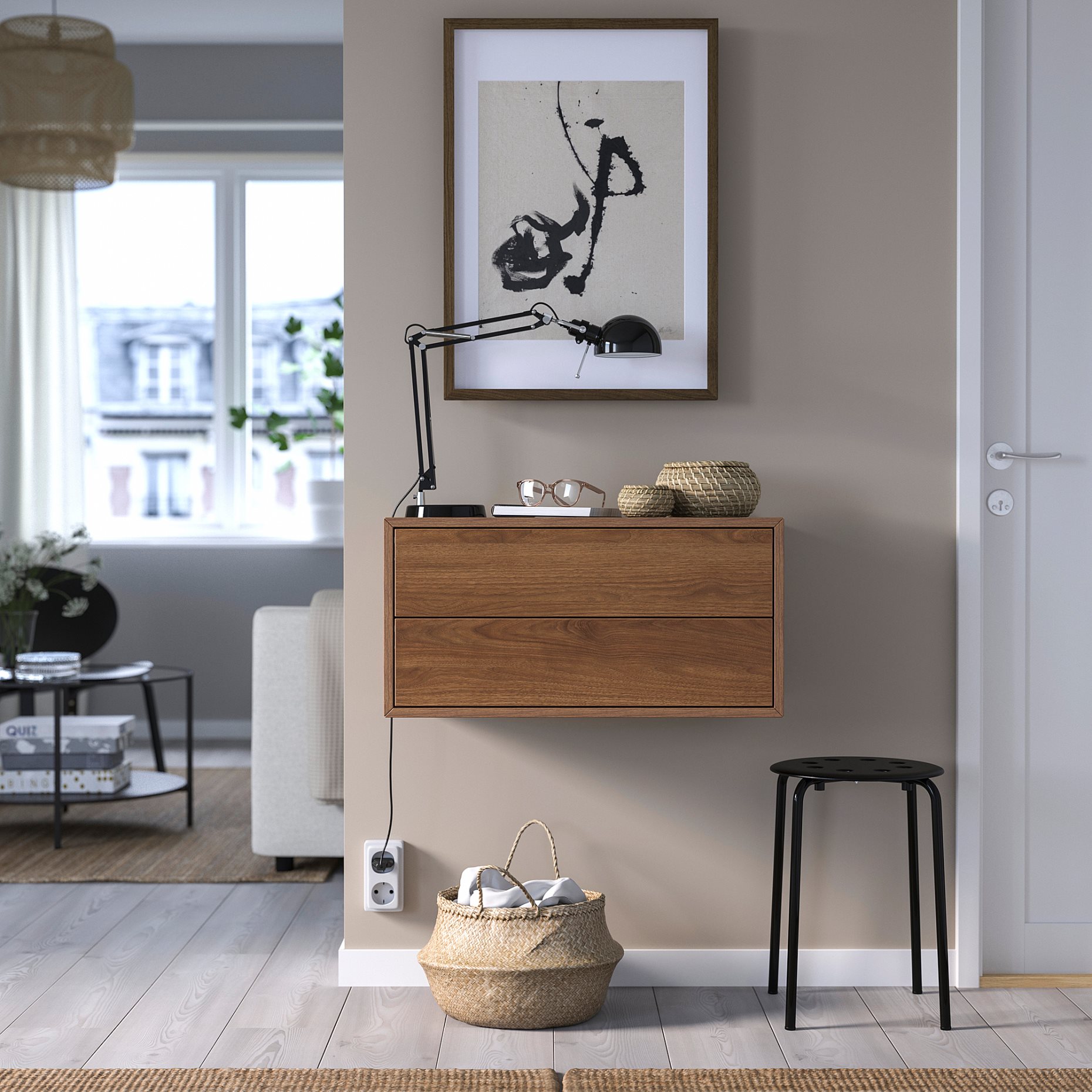 EKET, wall-mounted storage combination with 2 drawers, 70x35x35 cm, 095.903.72