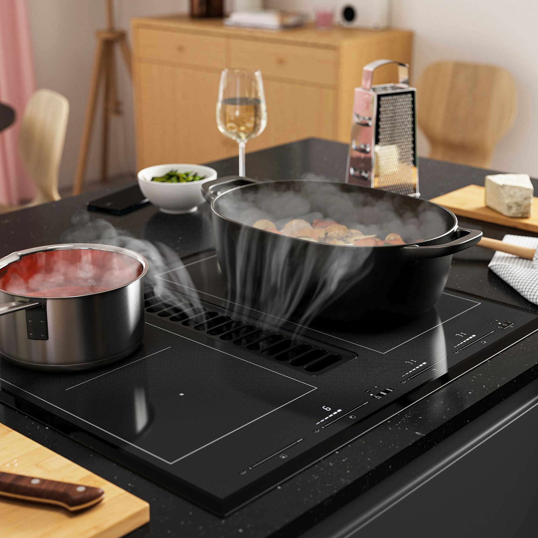 TÄCKNAN, induction hob/interior extractor with recirculation kit/IKEA 500, 60 cm, 096.125.00