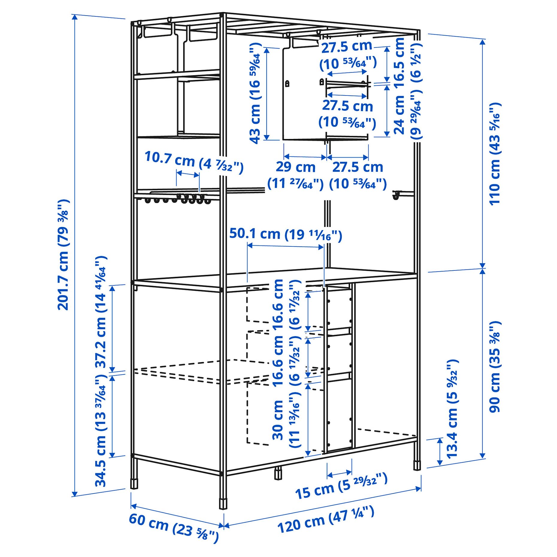 ÄSPINGE, kitchenette, 120x60x202 cm, 105.002.81